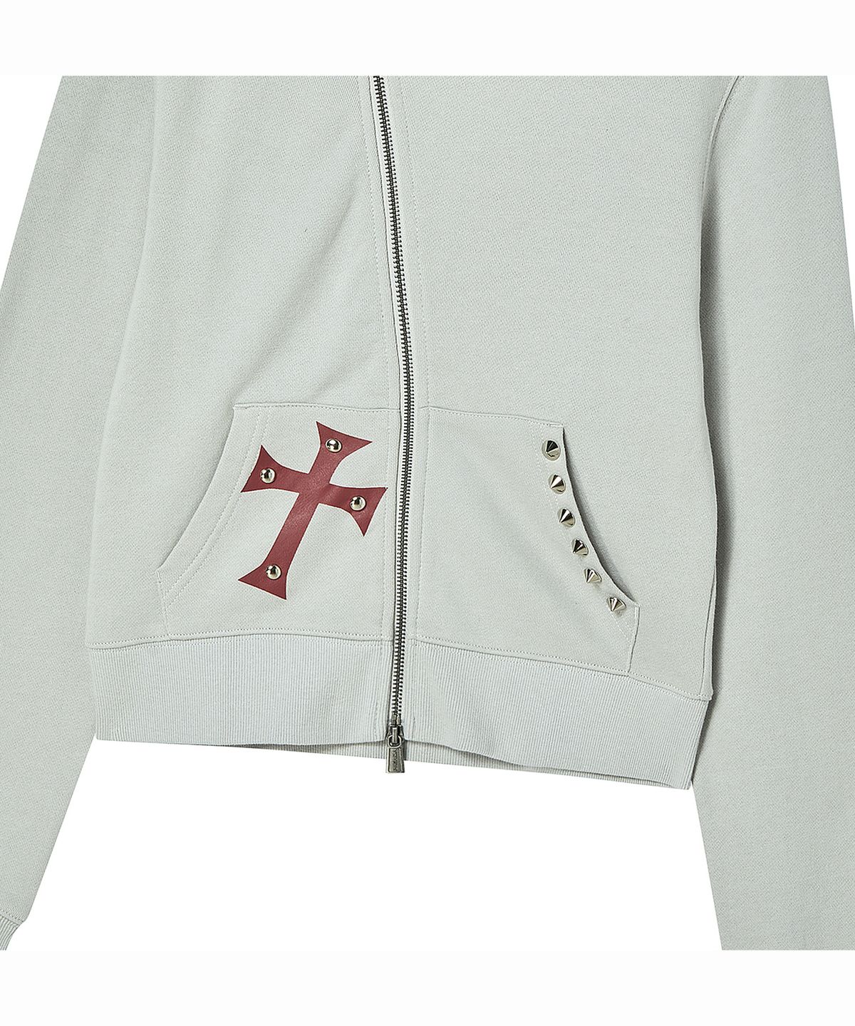 프렌다(PRENDA) CROSS ASYM HIGH NECK ZIP UP GRAY