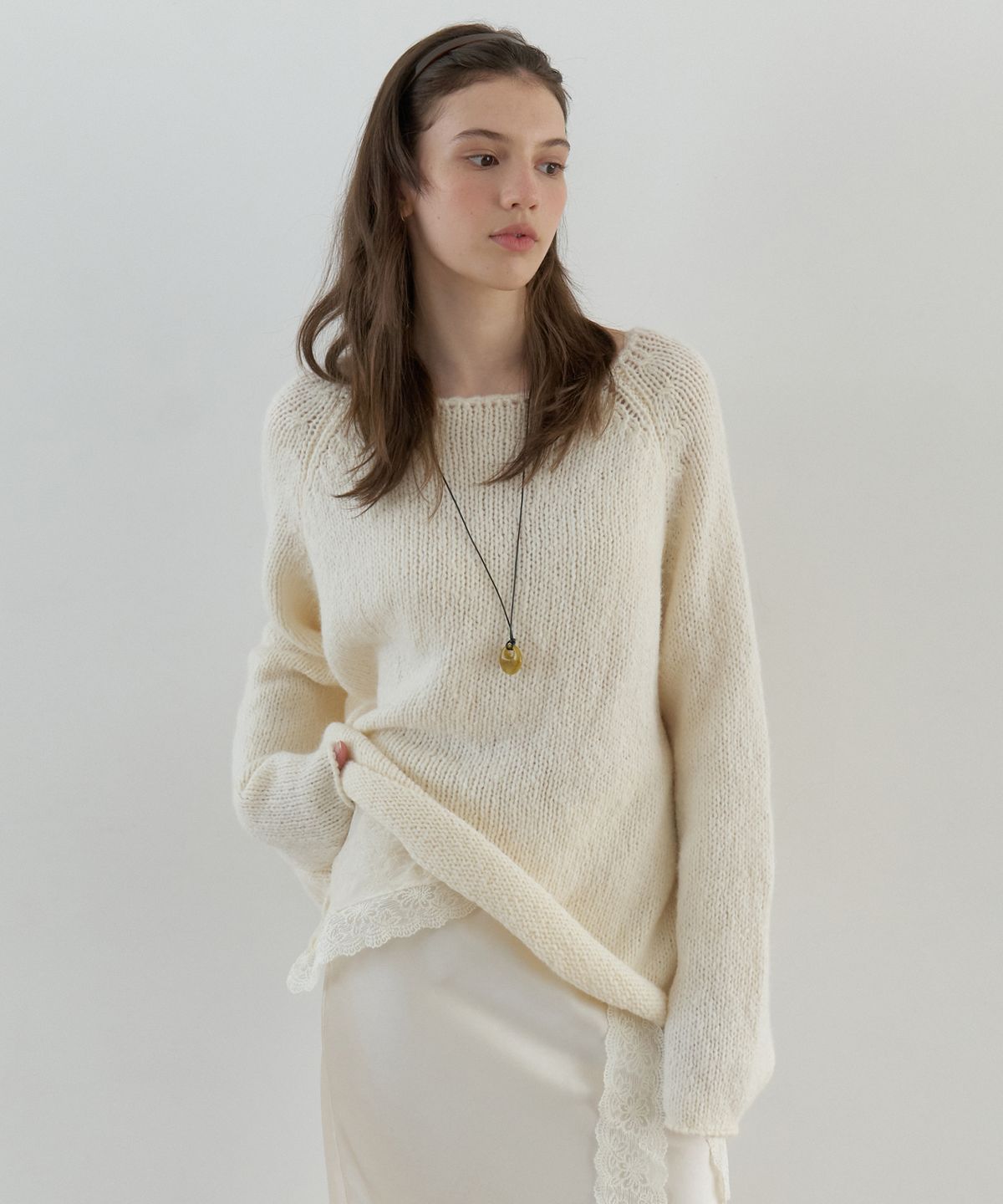 리엘(RE L) [2nd] Bonheur raglan knit (ivory)