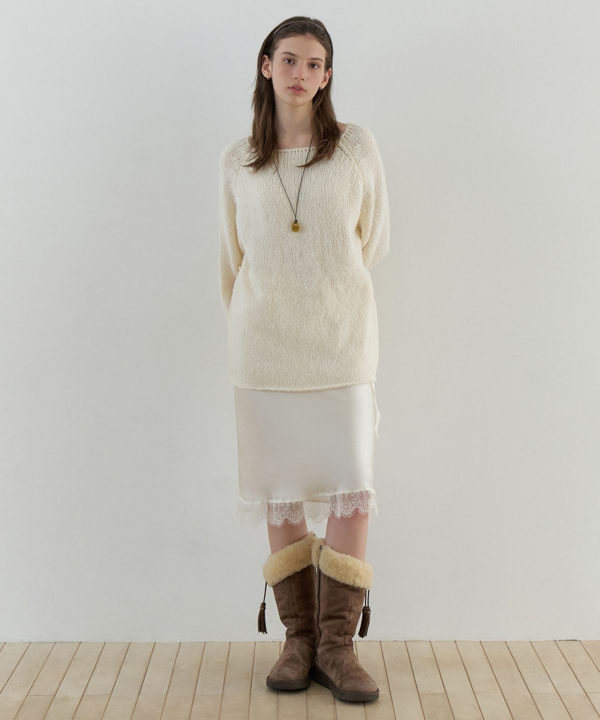 리엘(RE L) [2nd] Bonheur raglan knit (ivory)