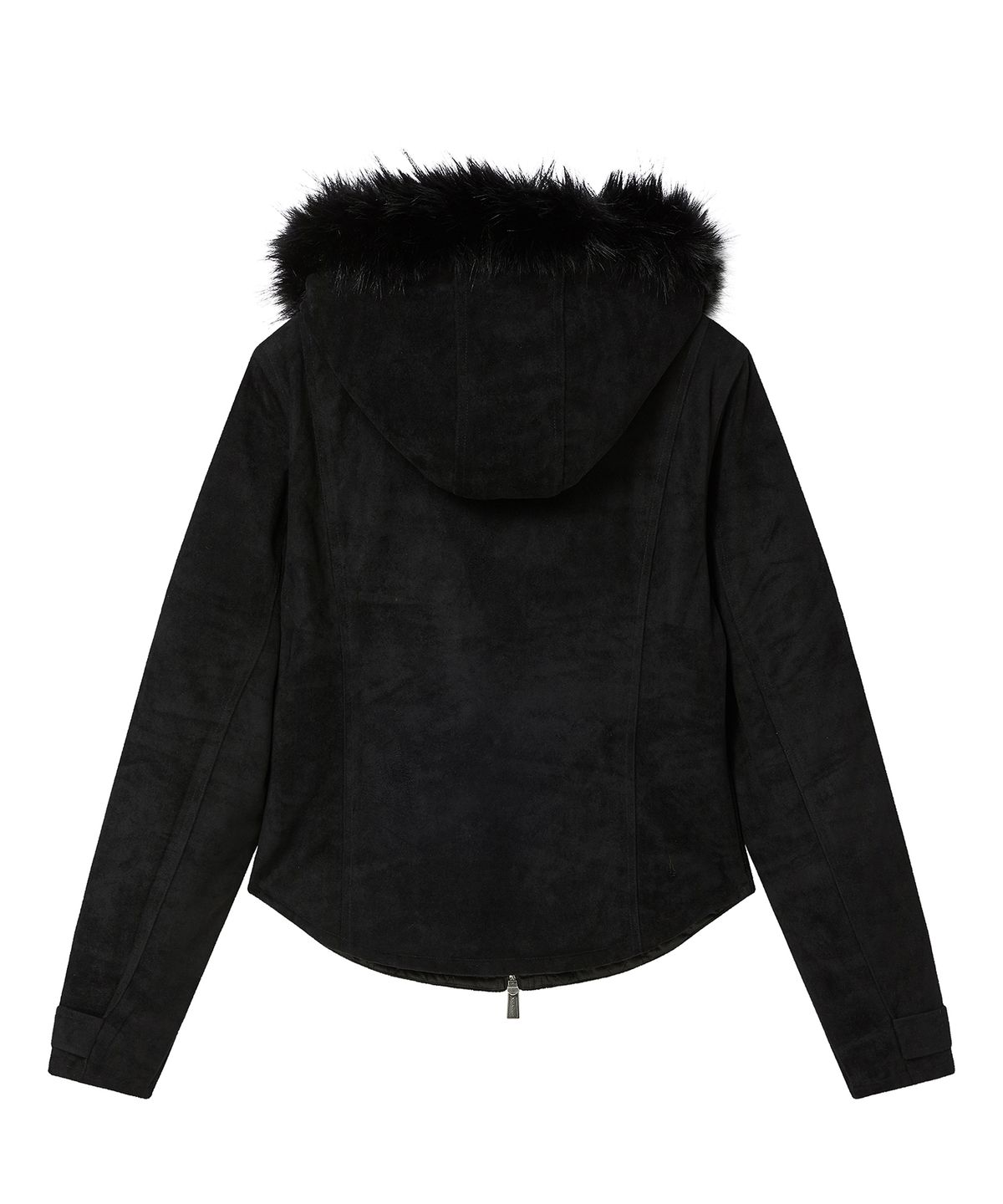 프렌다(PRENDA) SUEDE FUR HOOD CROP JACKET BLACK