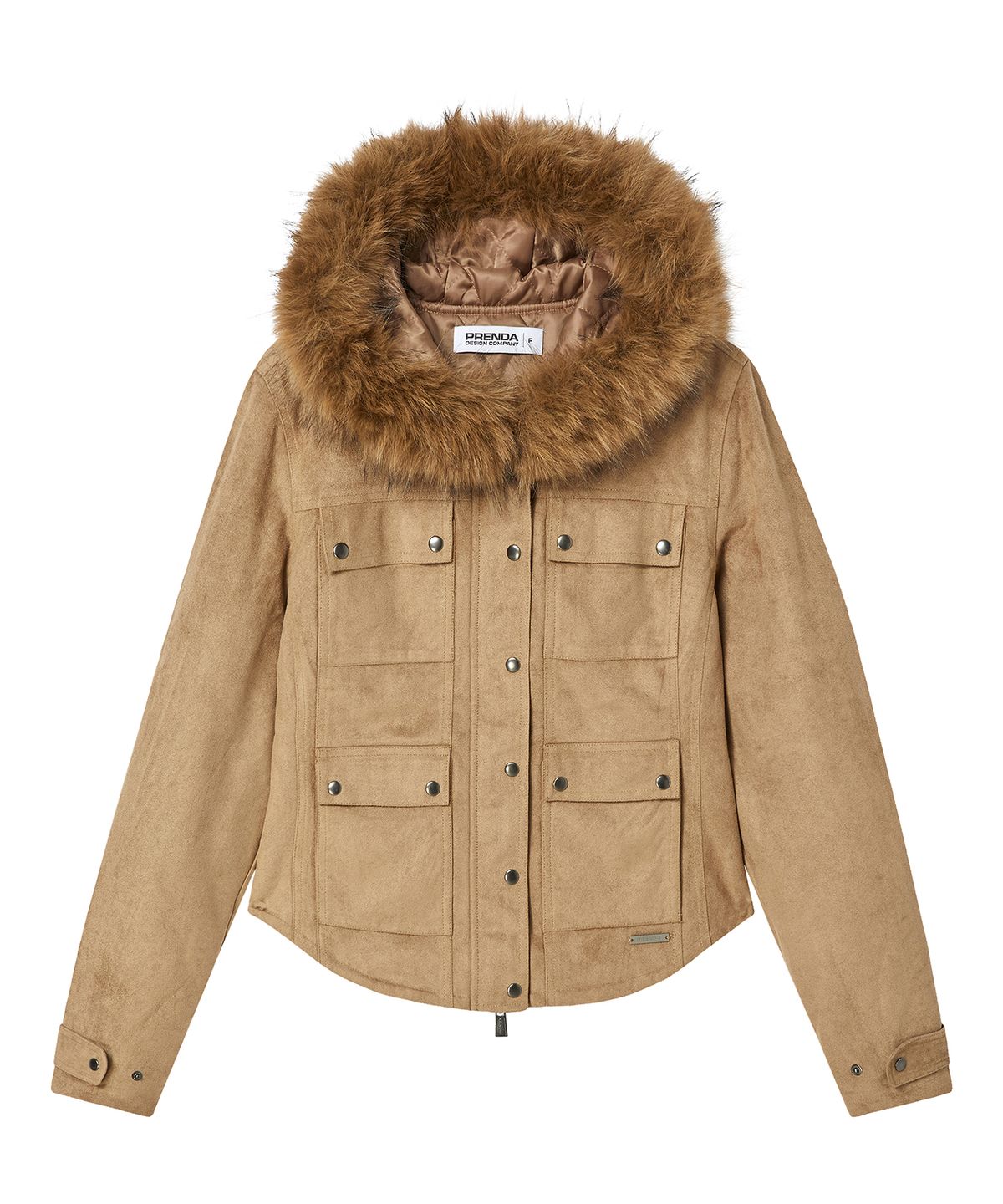 프렌다(PRENDA) SUEDE FUR HOOD CROP JACKET BROWN