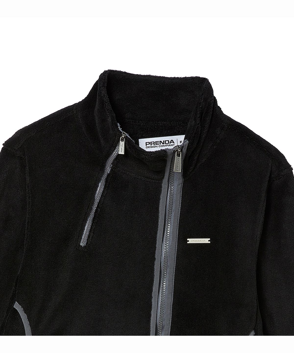 프렌다(PRENDA) ASYMMETRIC THERMAL SHELL FLEECE ZIP UP BLACK