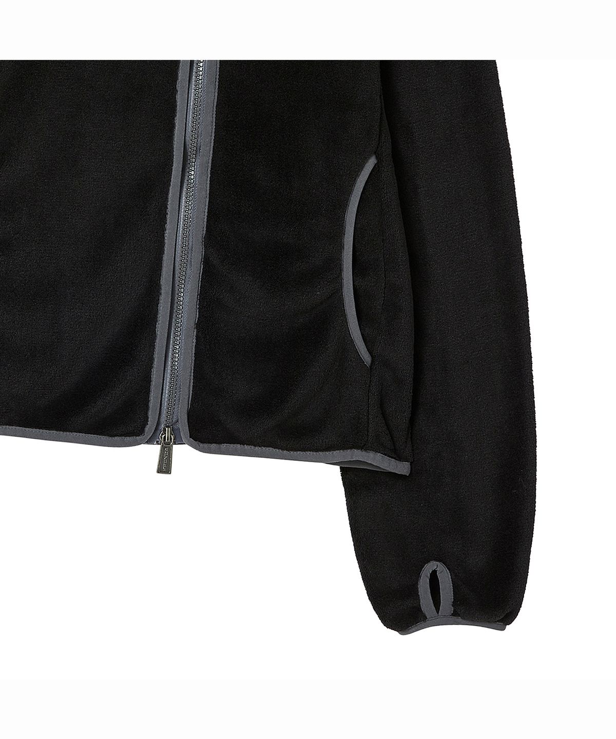 프렌다(PRENDA) ASYMMETRIC THERMAL SHELL FLEECE ZIP UP BLACK
