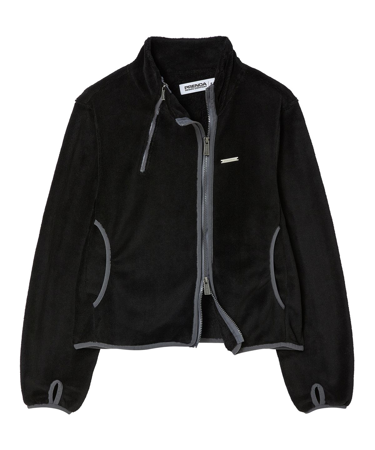 프렌다(PRENDA) ASYMMETRIC THERMAL SHELL FLEECE ZIP UP BLACK