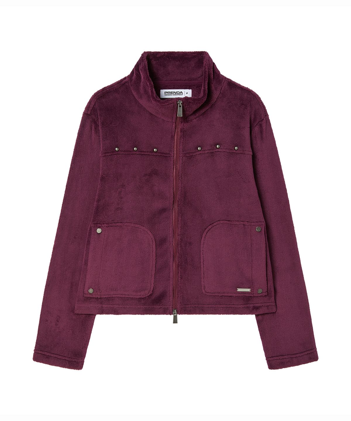 프렌다(PRENDA) STUD STAND NECK ZIP UP JACKET PURPLE