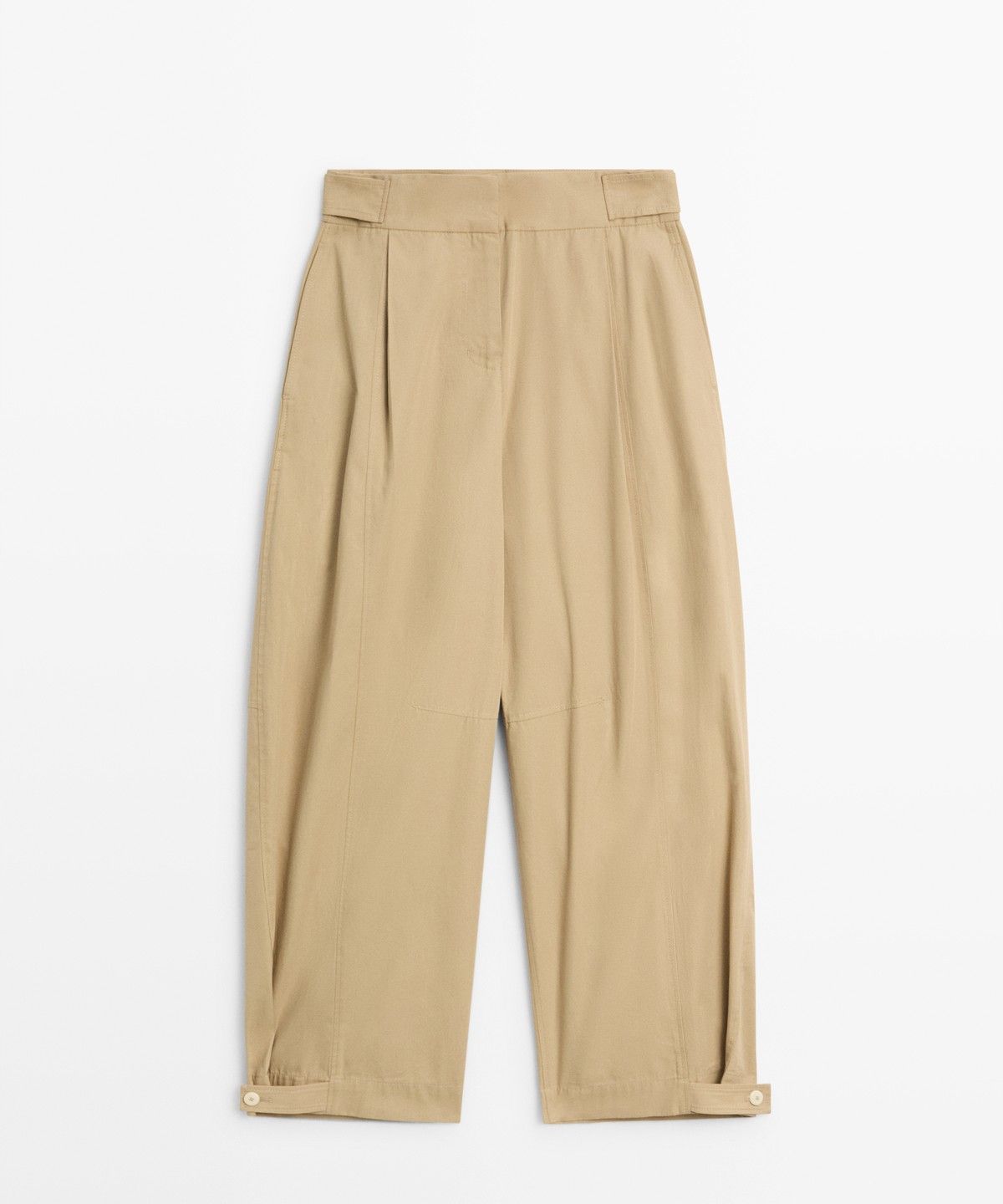 마시모두띠(MASSIMO DUTTI) 100% 코튼 밑단 디테일 배럴 팬츠