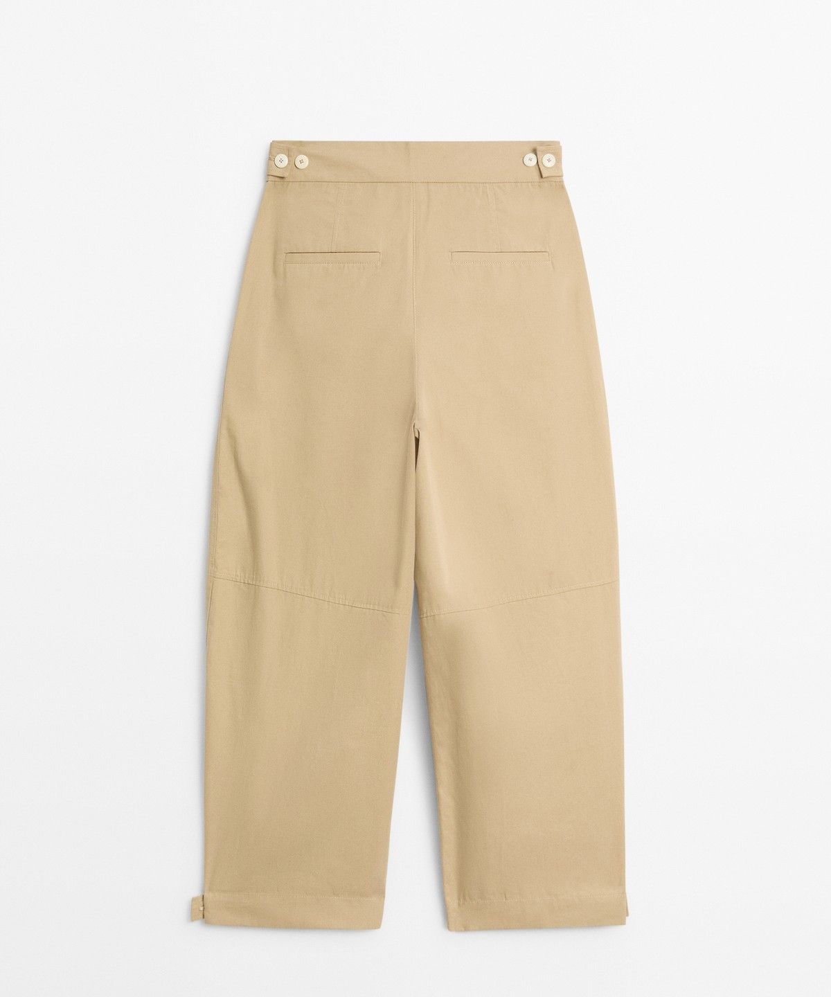 마시모두띠(MASSIMO DUTTI) 100% 코튼 밑단 디테일 배럴 팬츠