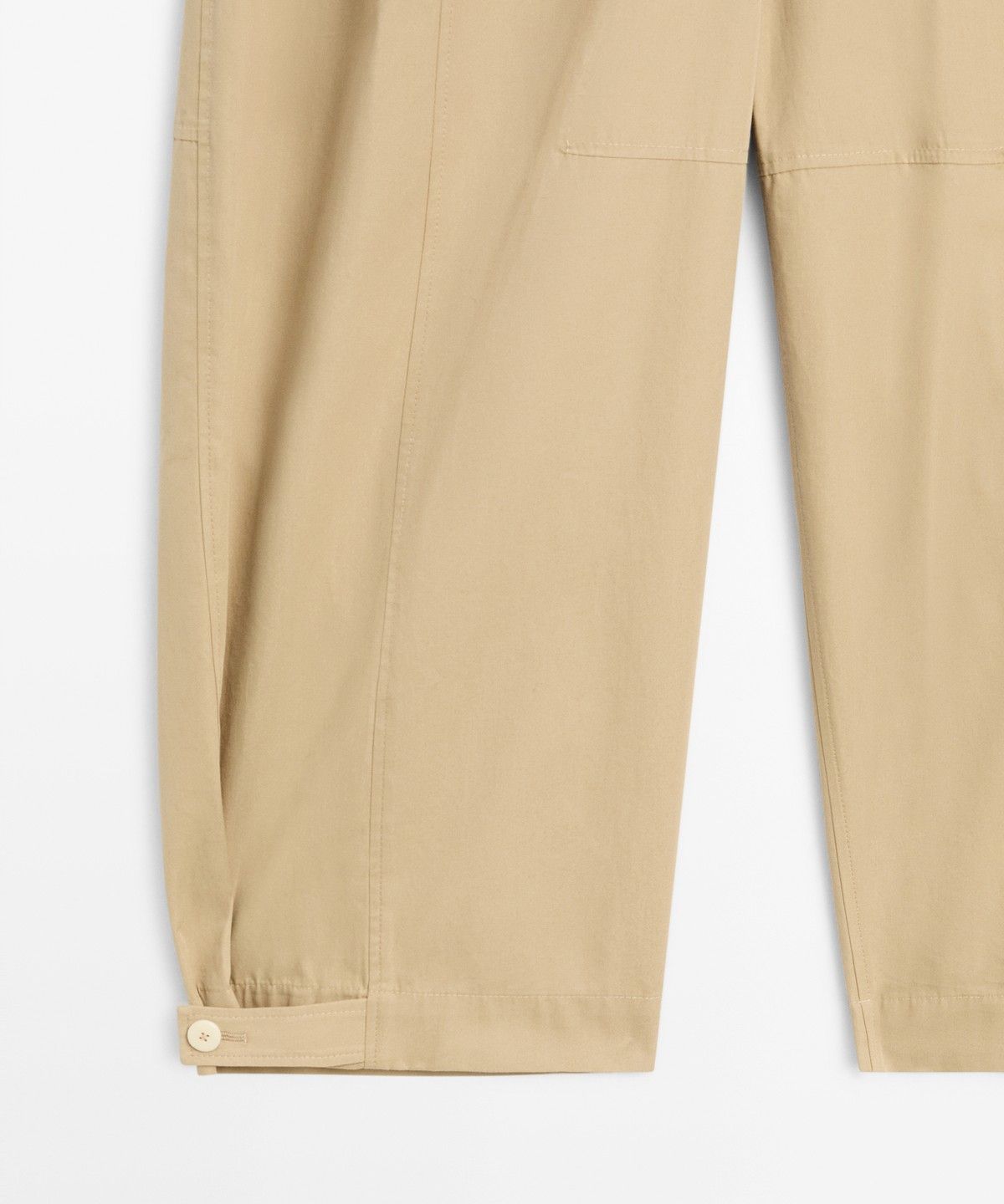 마시모두띠(MASSIMO DUTTI) 100% 코튼 밑단 디테일 배럴 팬츠