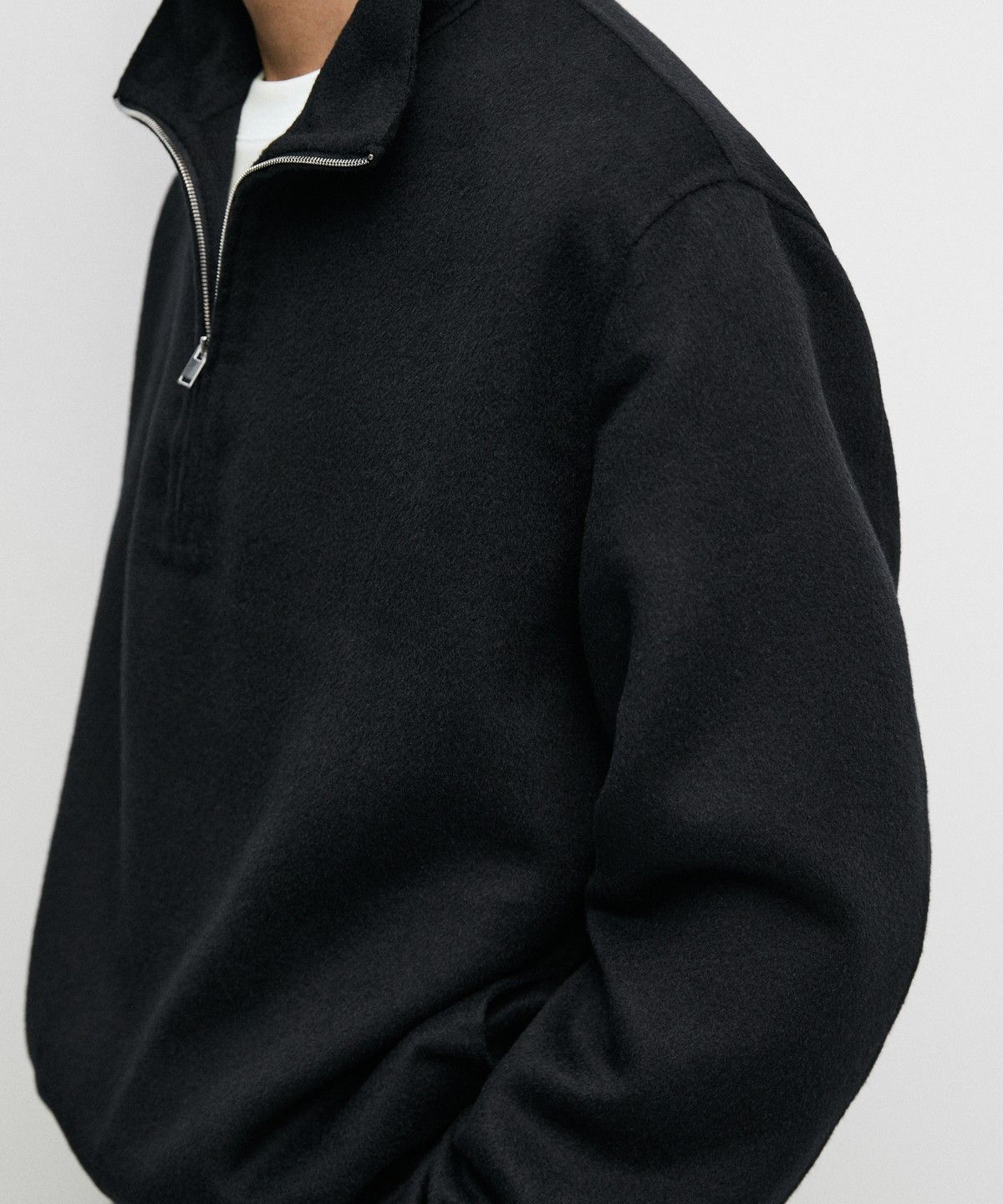 마시모두띠(MASSIMO DUTTI) 울 블렌드 더블 패브릭 모크넥 스웨트셔츠