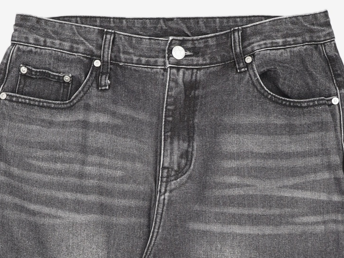 노매뉴얼(NOMANUAL) SOFT FLARE DENIM PANTS - WASHED BLACK XL