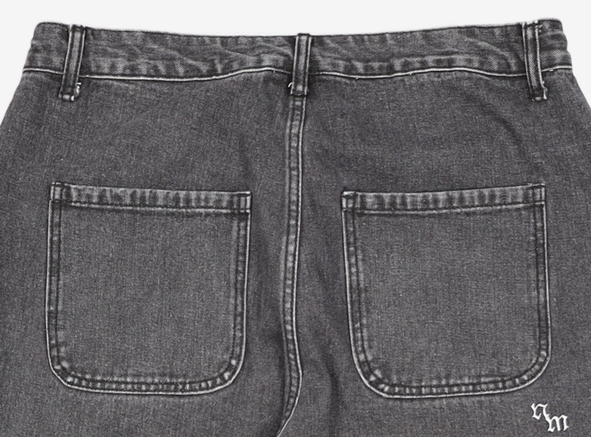 노매뉴얼(NOMANUAL) SOFT FLARE DENIM PANTS - WASHED BLACK XL