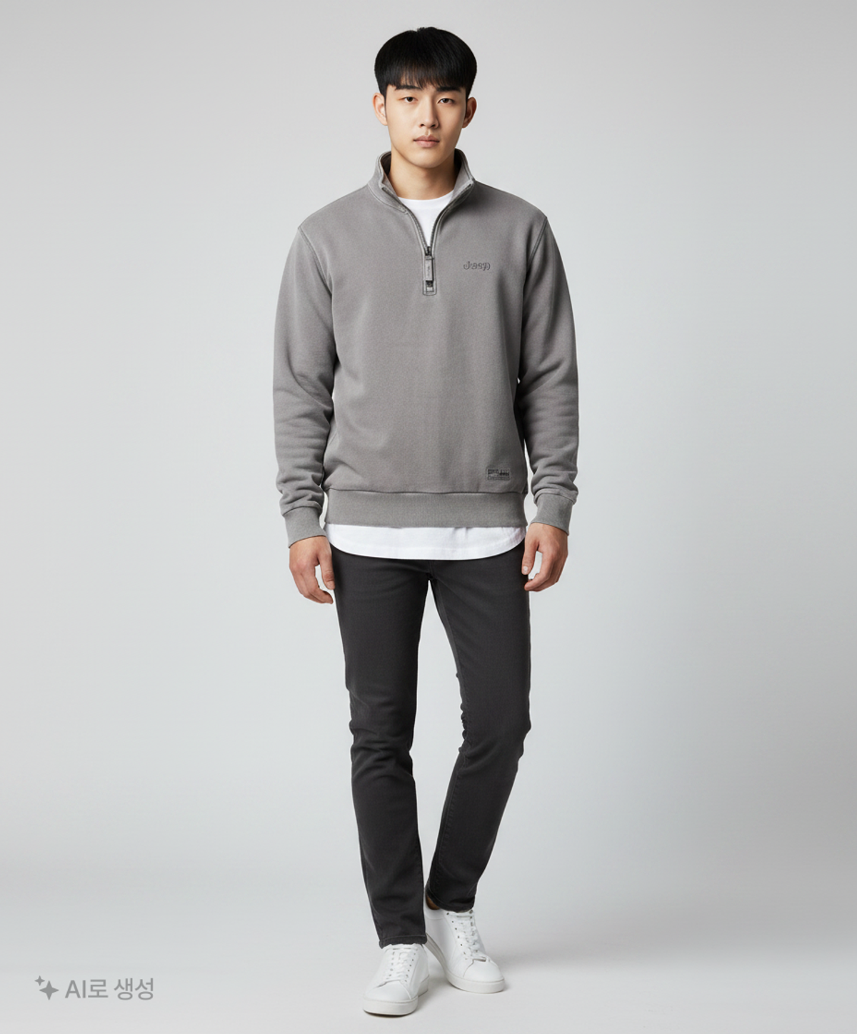 지프(JEEP) 피그먼트 M-Logo 오버핏 하프집업 맨투맨 3 color (JP5TSU639) M
