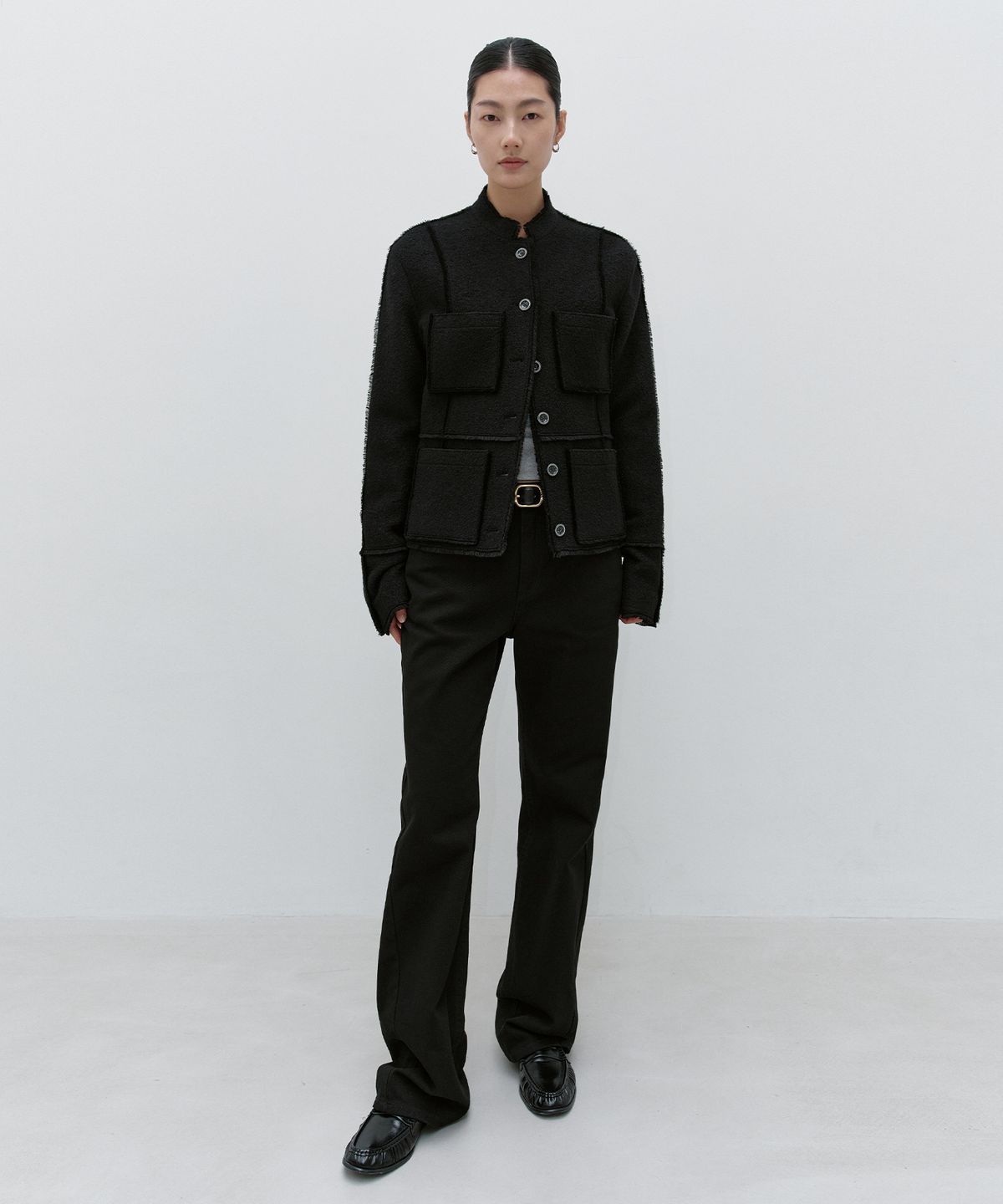 인사일런스 우먼(INSILENCE WOMEN) 울 져지 트위드 자켓 BLACK