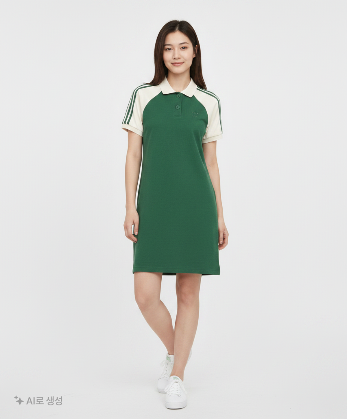 아디다스(ADIDAS) 폴로 셔츠 드레스 - 그린:화이트 / IC5225 M