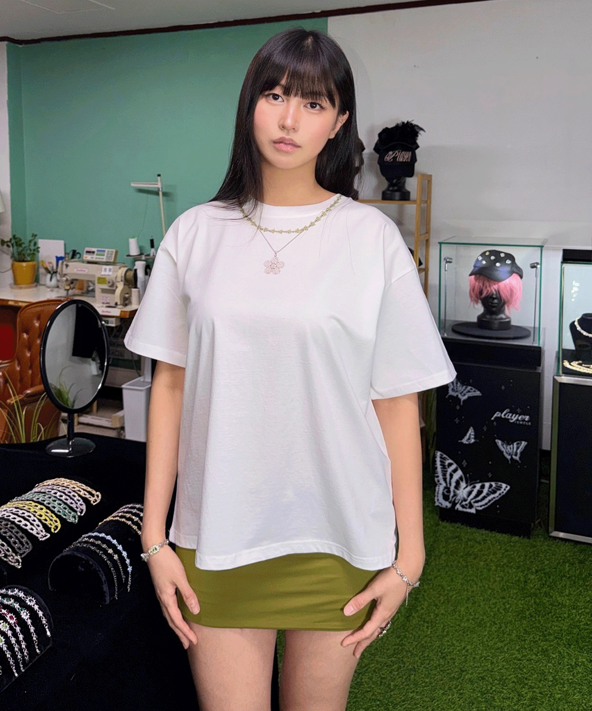 플레이어(PLAYER) 플라워 네크리스 주얼 티 (페리도트)