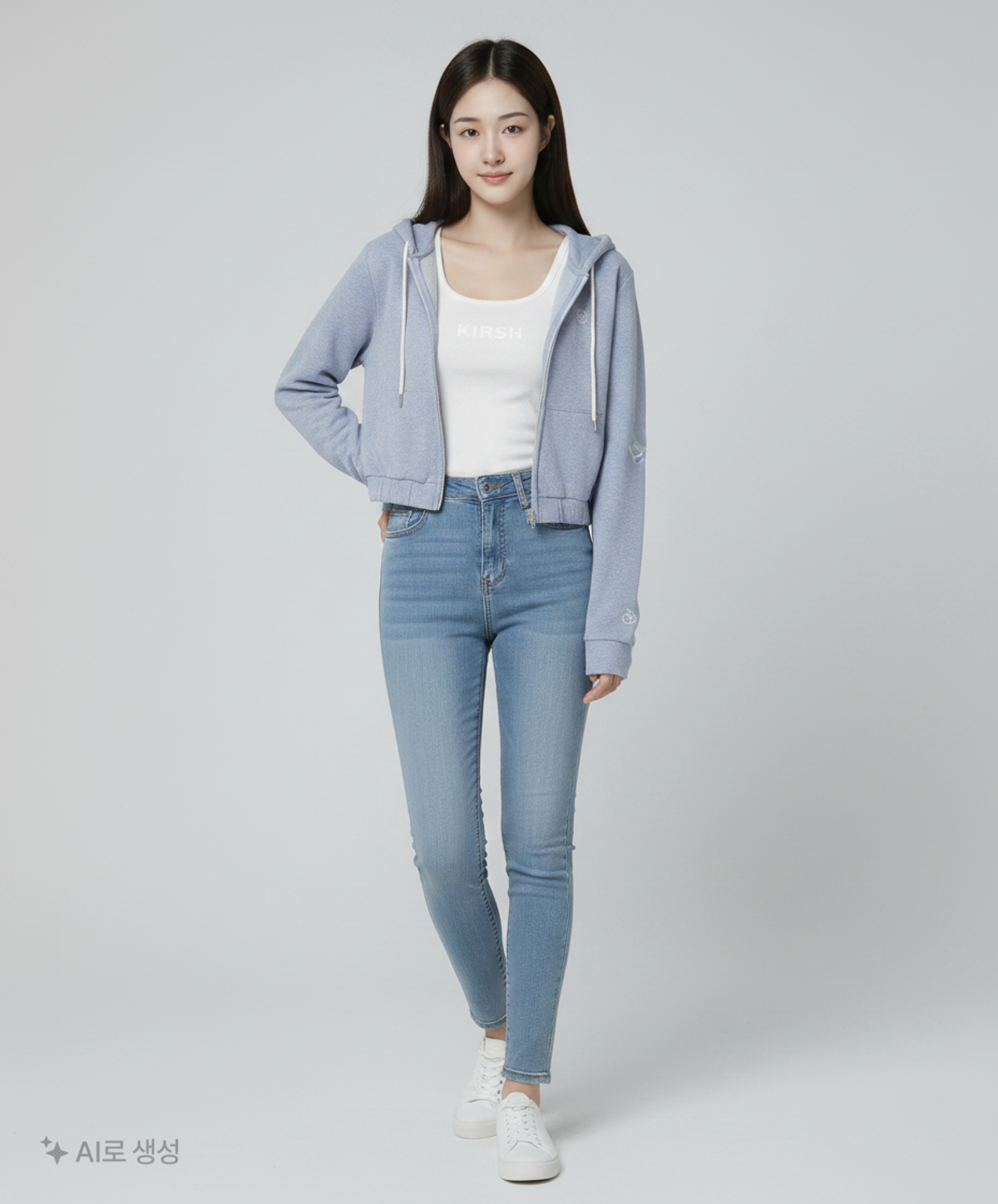 키르시(KIRSH) 스몰 체리 크롭 테리 집업 점퍼 [스카이] 1