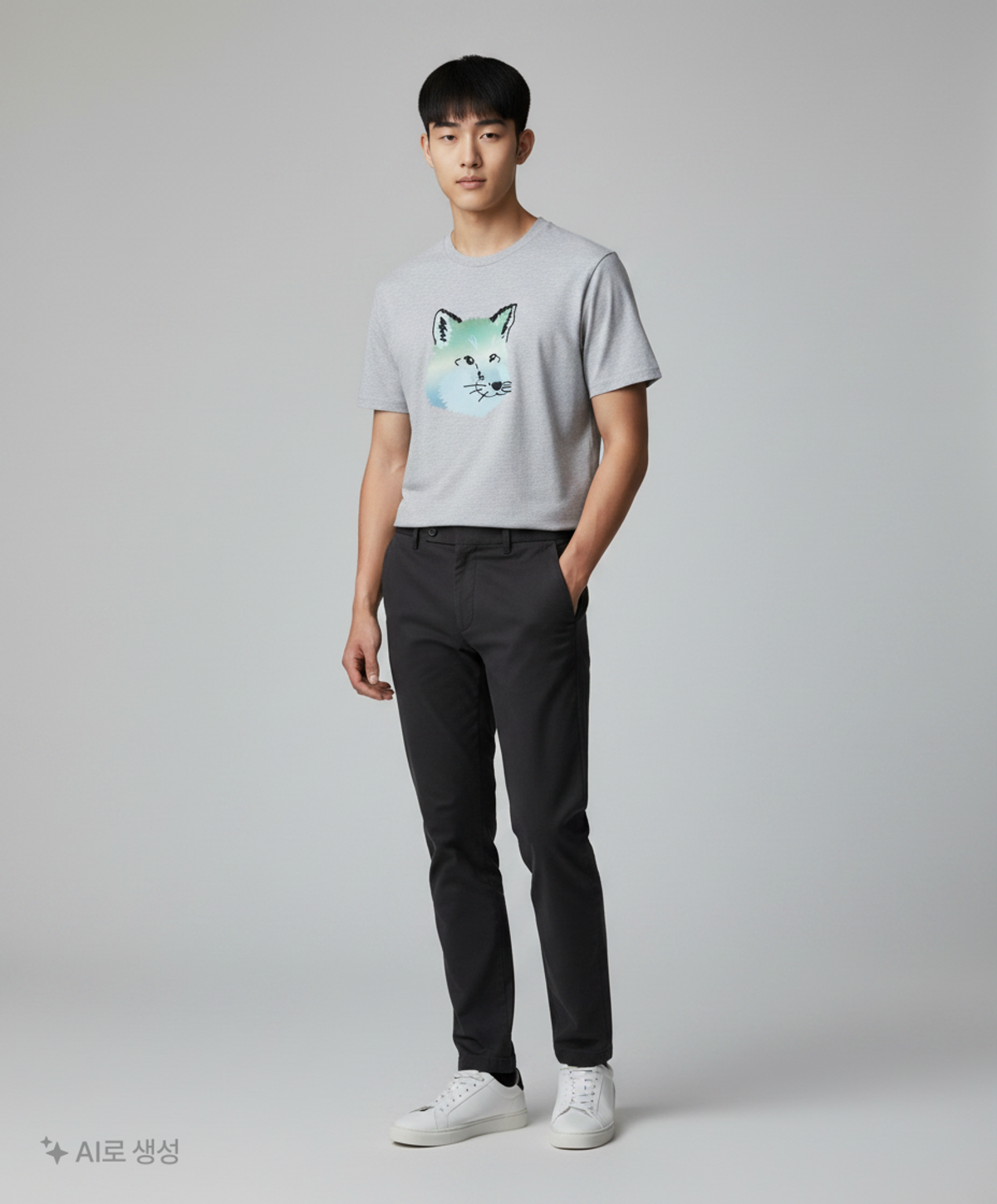 메종 키츠네(MAISON KITSUNE) 빅 폭스 헤드 코튼 반팔 티셔츠 - 화이트 / KM00118KJ0008P100 M