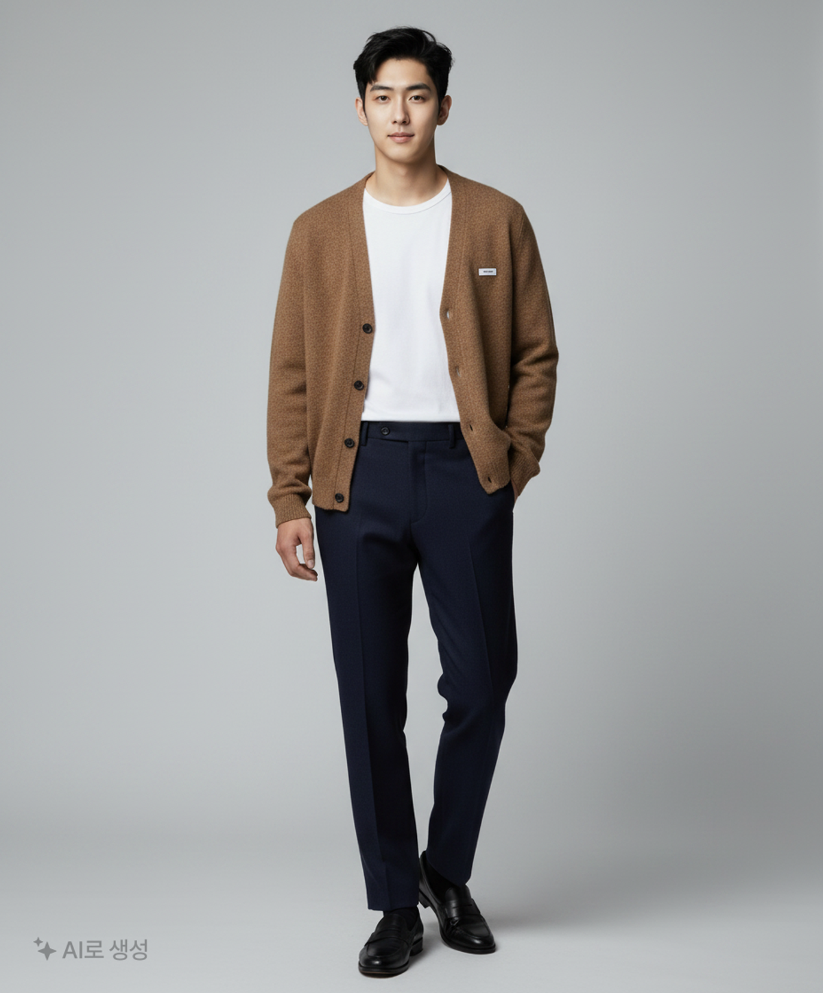 엘무드(LMOOD) 비숍 울 알파카 크루넥 가디건 진저 브라운 48