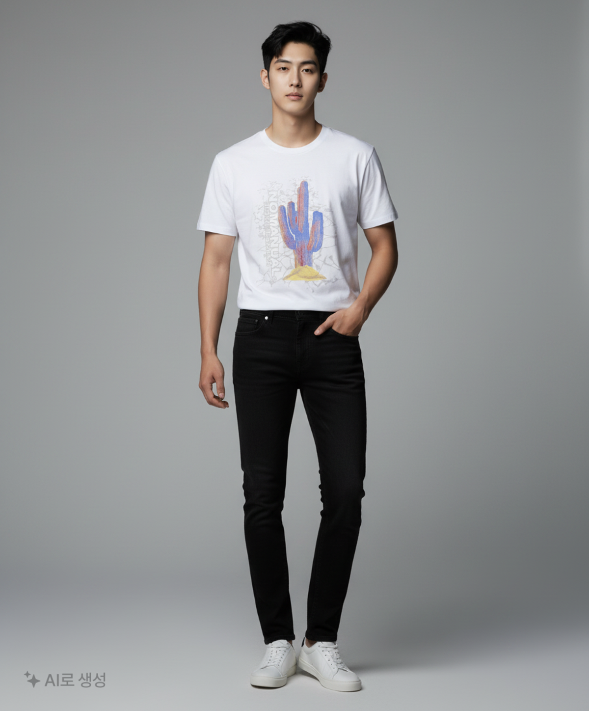 노매뉴얼(NOMANUAL) CACTUS T-SHIRT - WHITE M