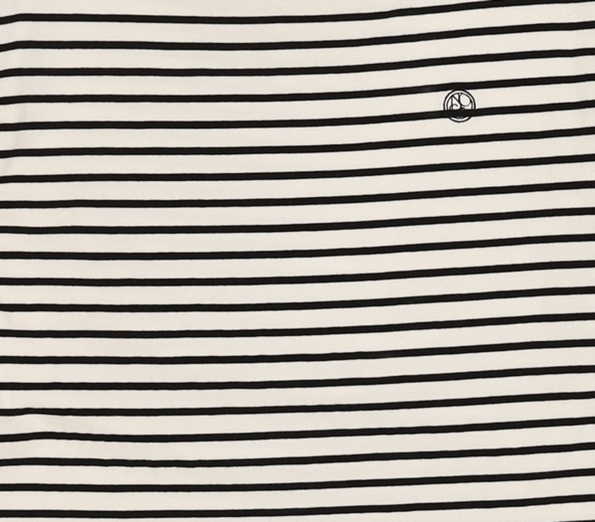 논로컬(NONLOCAL) Boat Neck Stripe T-Shirt - Blue FREE