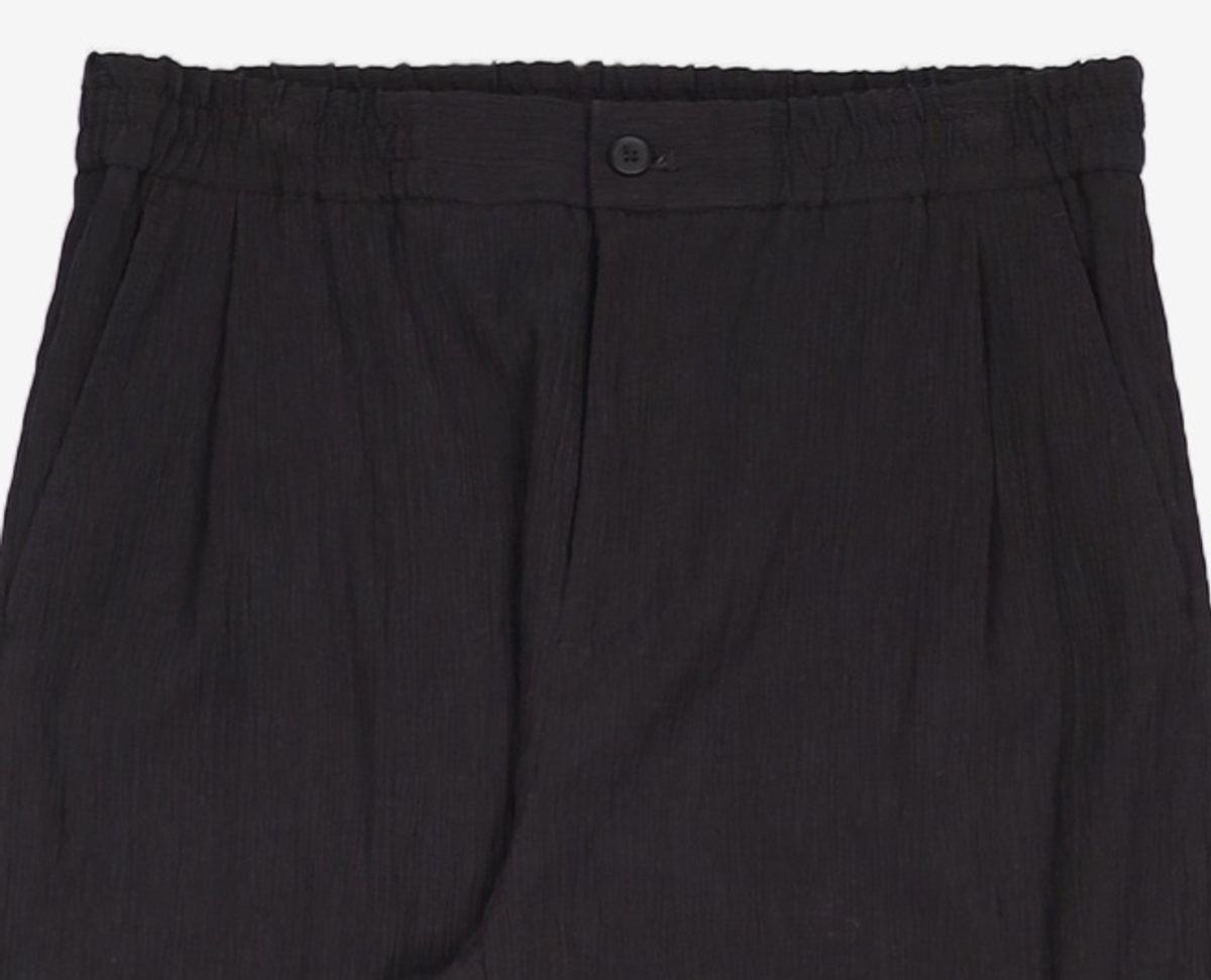 티엔지티(TNGT) Kinoshita Seersucker Wide Fit Pants (Black) TNPA5E208BK 82