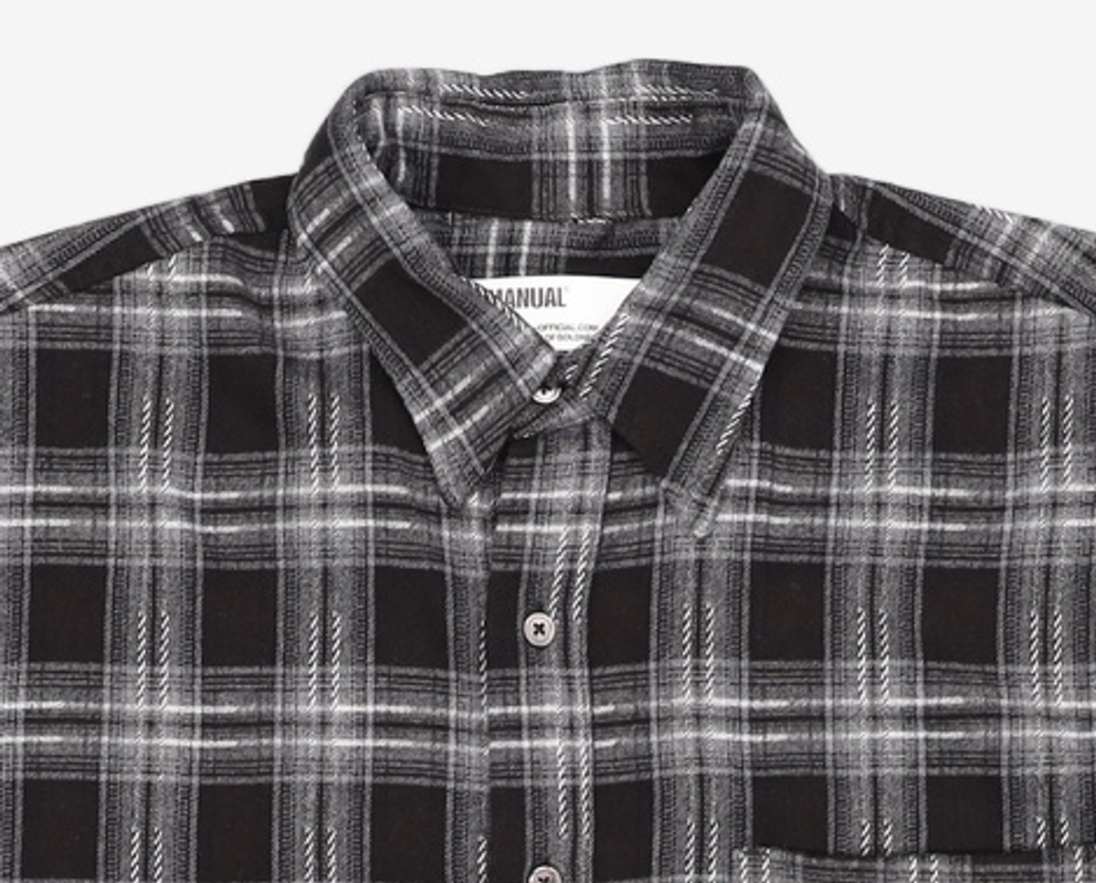 노매뉴얼(NOMANUAL) FLANNEL CHECK SHIRT - BLACK M