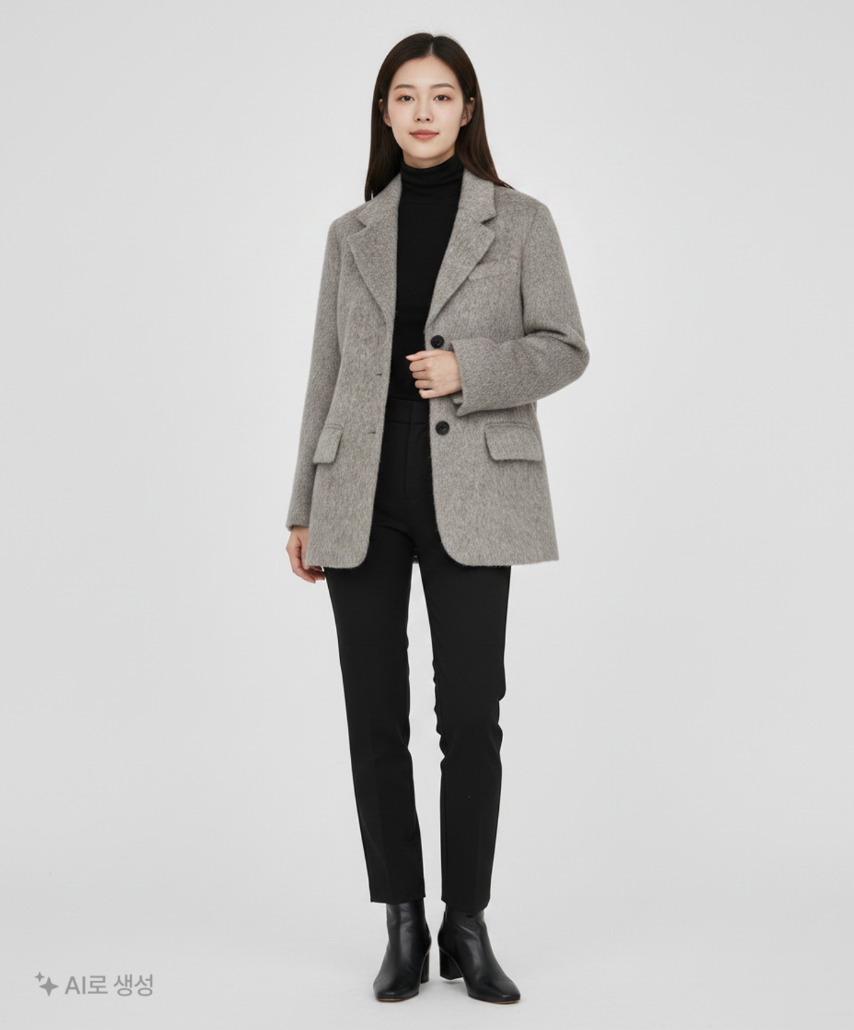 몽돌(MONGDOL) 벨티드 알파카 울 블레이저 코트 그레이 MDJK037GRAY S