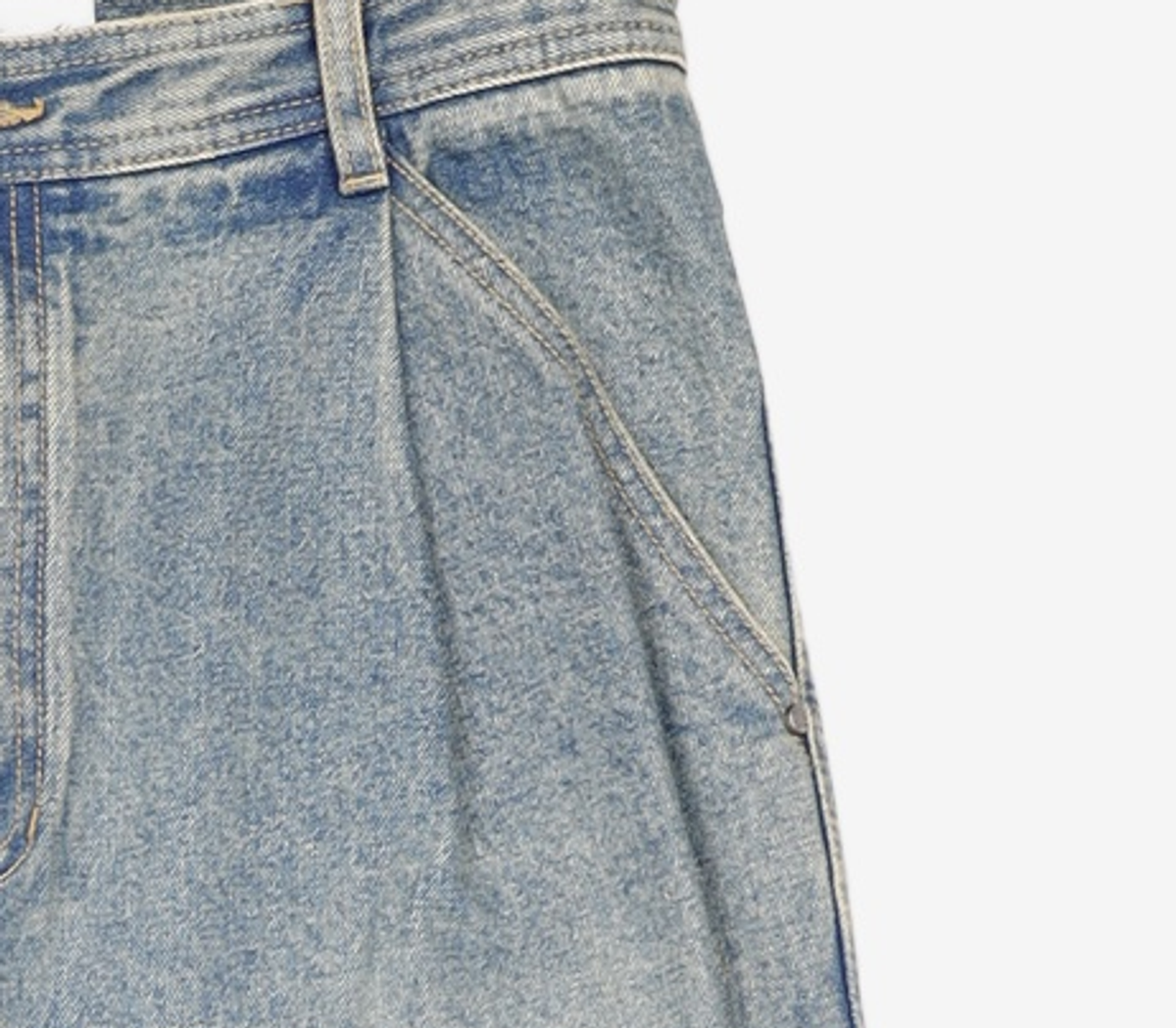 언지미크(UNGIMMICK) VINTAGE WASHED TUCK DENIM PANTS (SAND BLUE) S