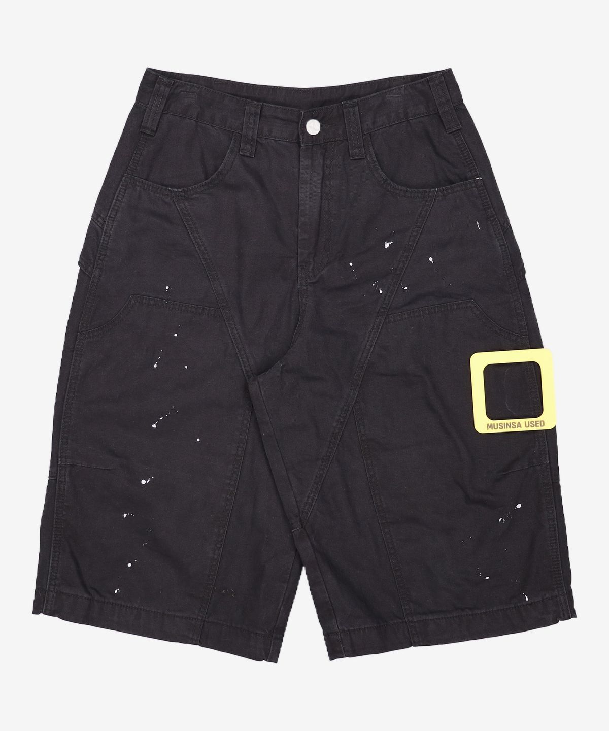 노매뉴얼(NOMANUAL) PAINTED DOUBLE KNEE SHORTS - WASHED BLACK M