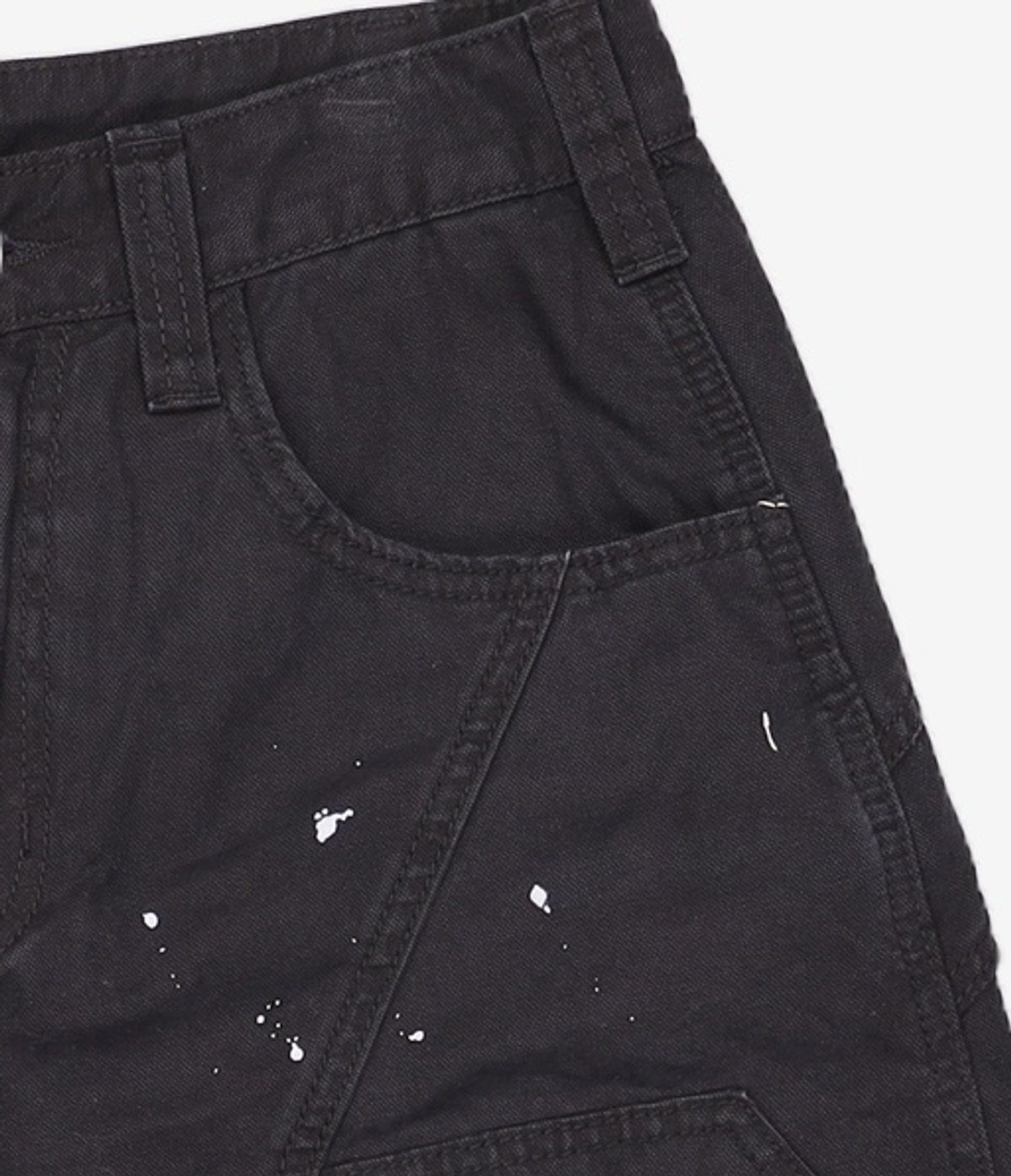 노매뉴얼(NOMANUAL) PAINTED DOUBLE KNEE SHORTS - WASHED BLACK M