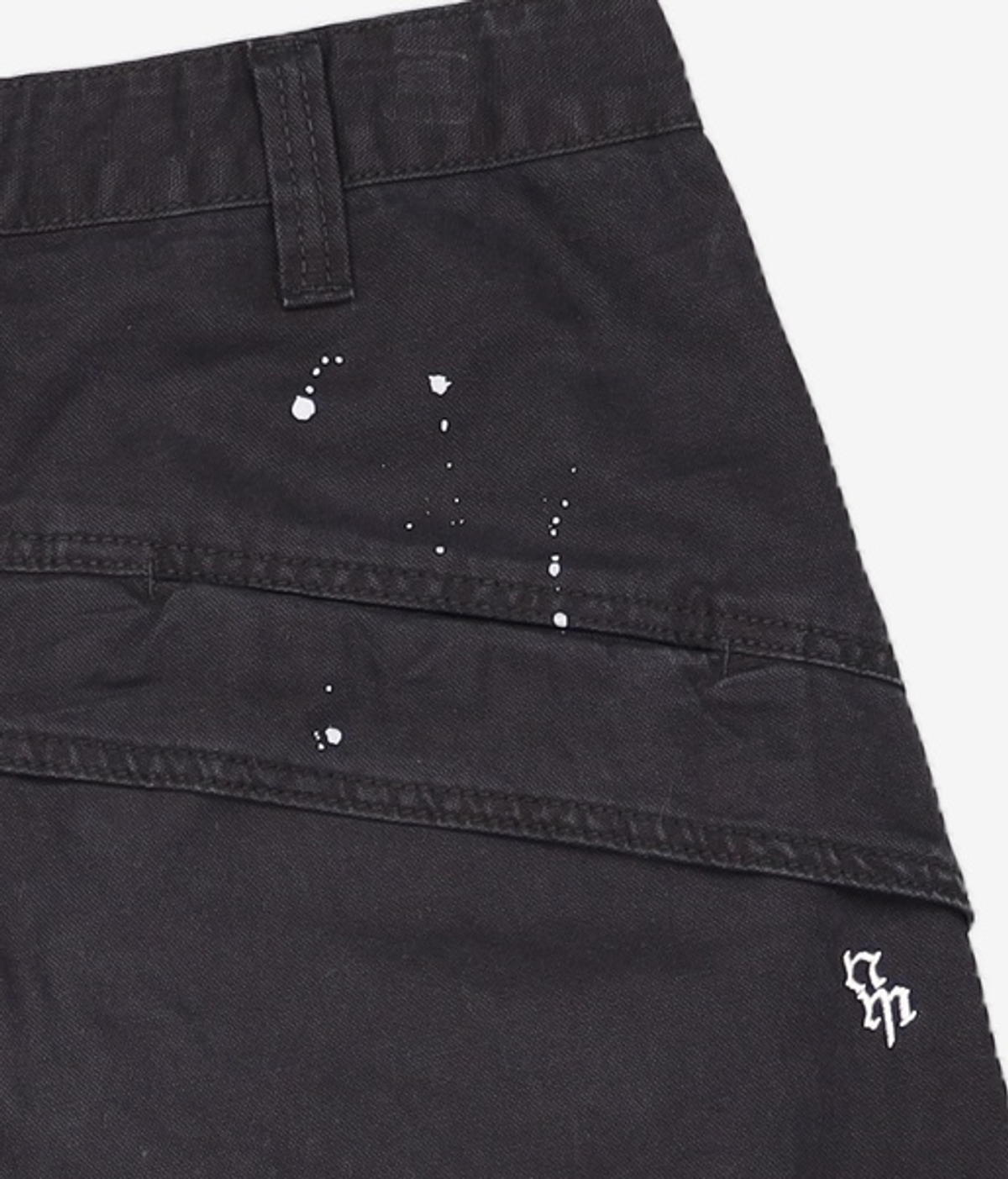 노매뉴얼(NOMANUAL) PAINTED DOUBLE KNEE SHORTS - WASHED BLACK M