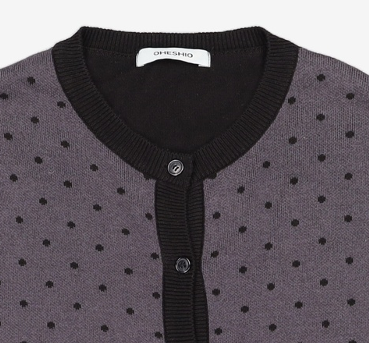 오헤시오(OHESHIO) dot two tone cardigan (charcoal) FREE