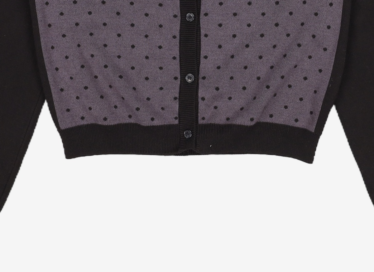오헤시오(OHESHIO) dot two tone cardigan (charcoal) FREE