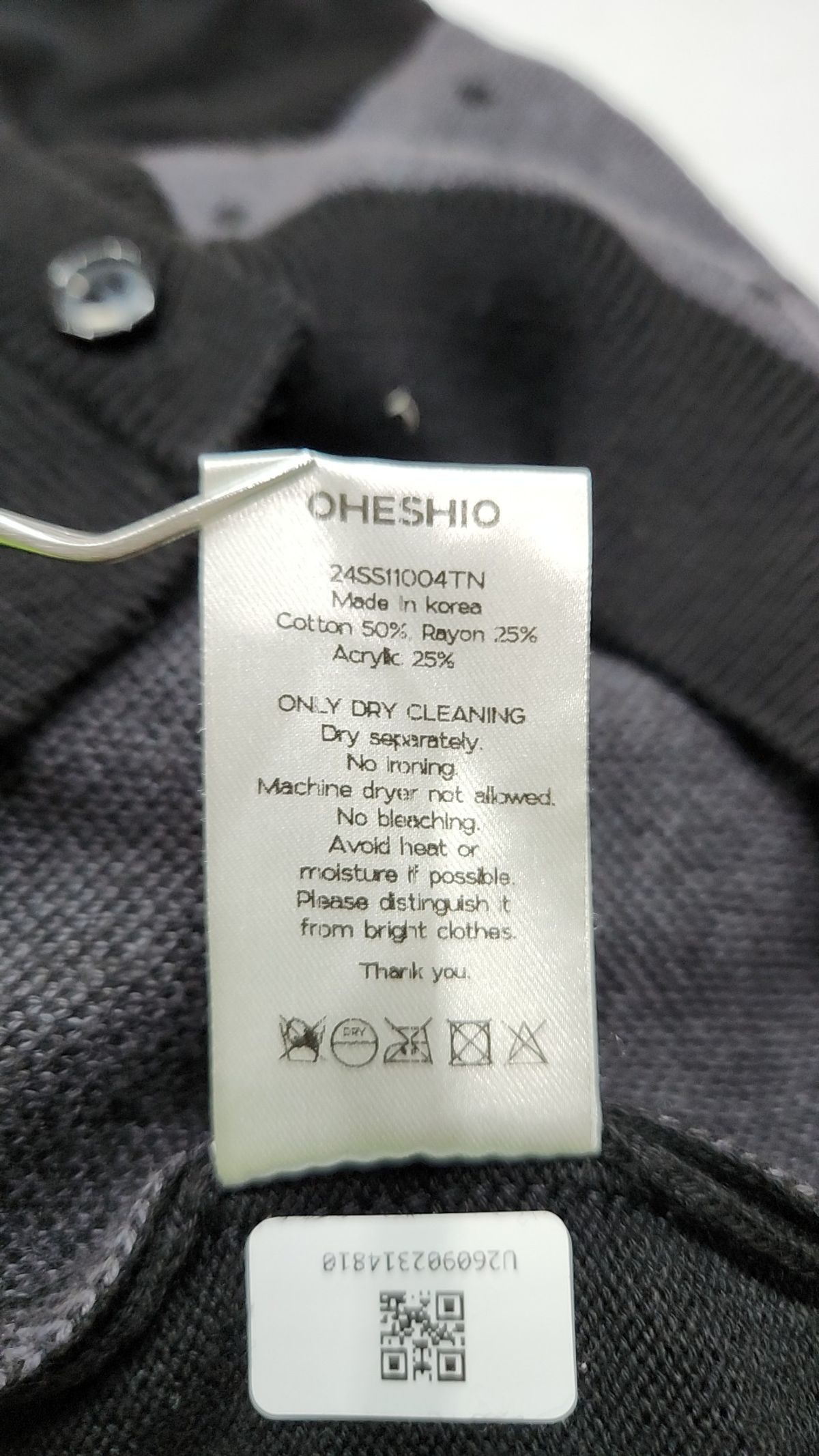 오헤시오(OHESHIO) dot two tone cardigan (charcoal) FREE