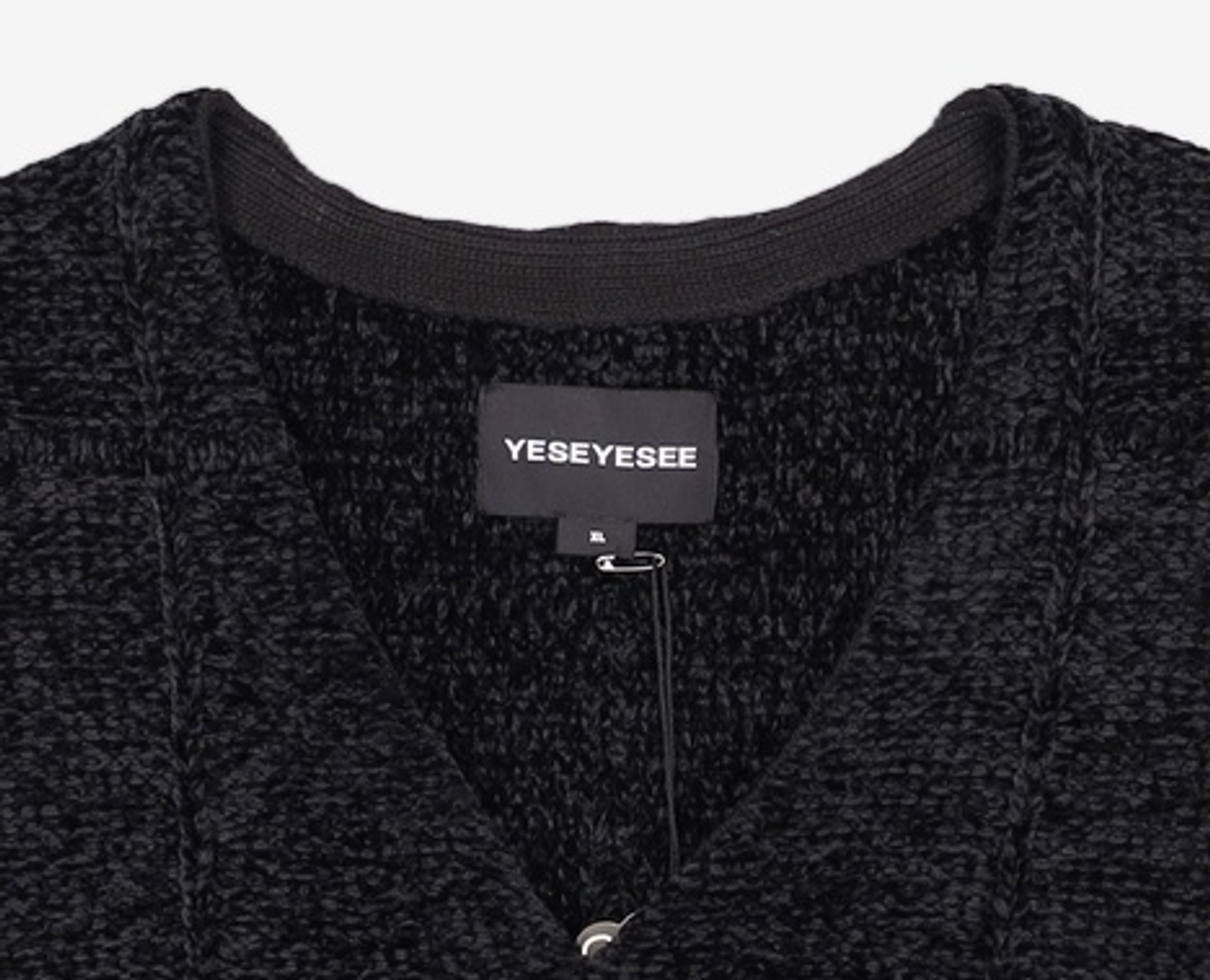 예스아이씨(YESEYESEE) Grid Knit Cardigan Black XL