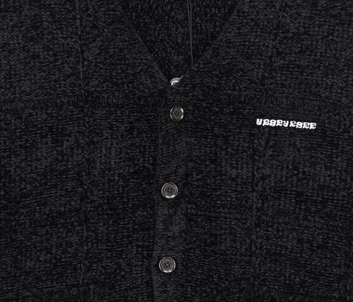 예스아이씨(YESEYESEE) Grid Knit Cardigan Black XL
