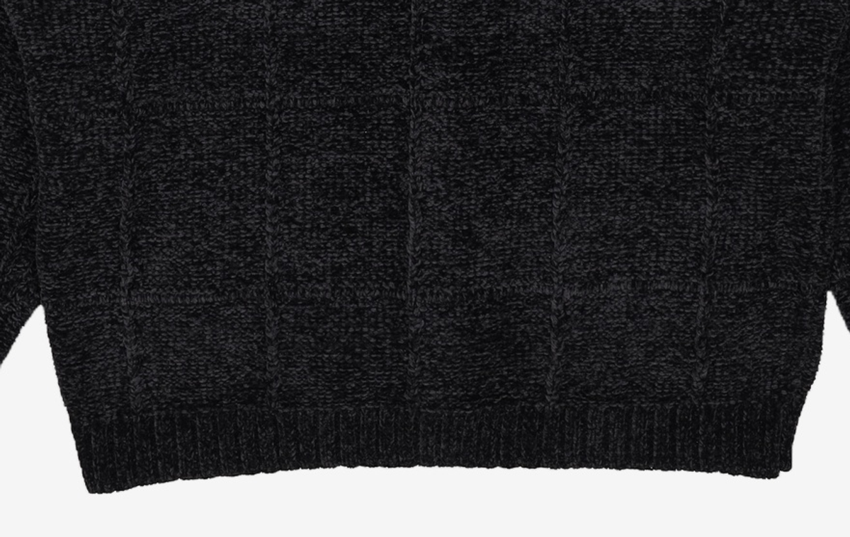 예스아이씨(YESEYESEE) Grid Knit Cardigan Black XL