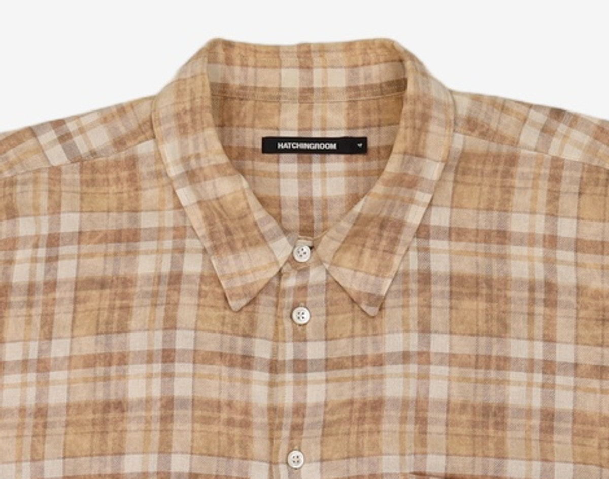 해칭룸(HATCHINGROOM) Classic Shirt Tie Dyed Check Brown 4