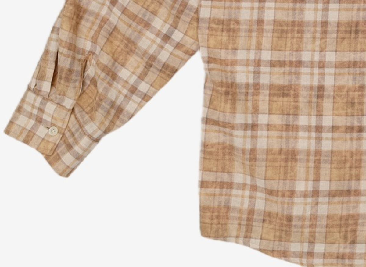 해칭룸(HATCHINGROOM) Classic Shirt Tie Dyed Check Brown 4