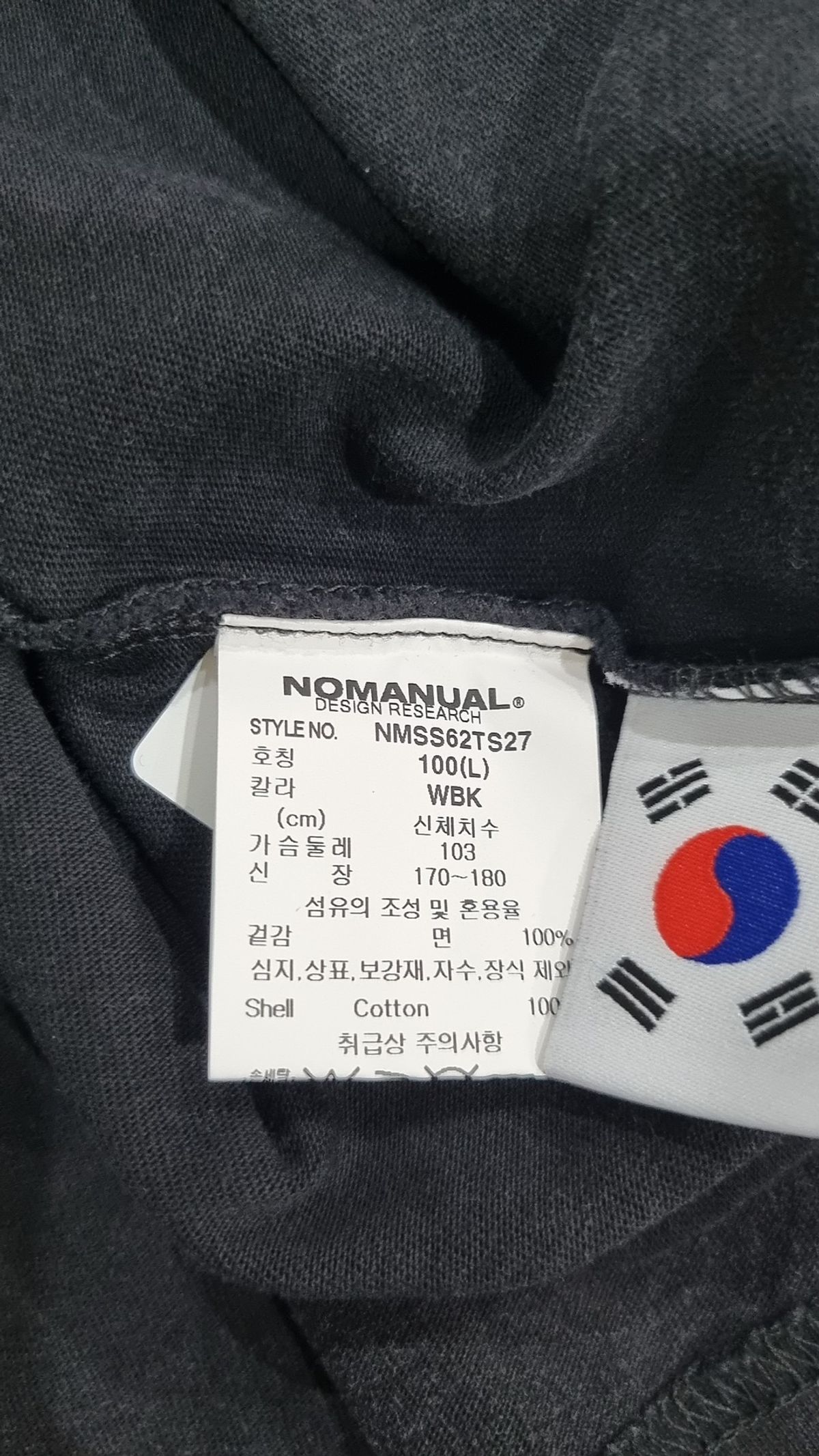 노매뉴얼(NOMANUAL) NM VINTAGE T-SHIRT - WASHED BLACK L