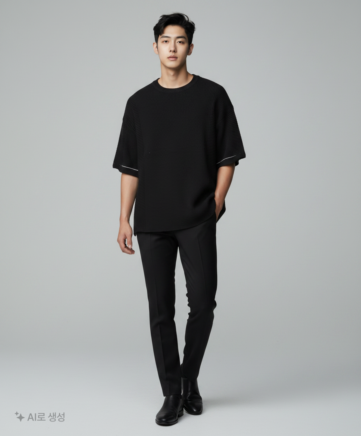 메종미네드(MAISON MINED) MAIRE KNIT HALF T BLACK S