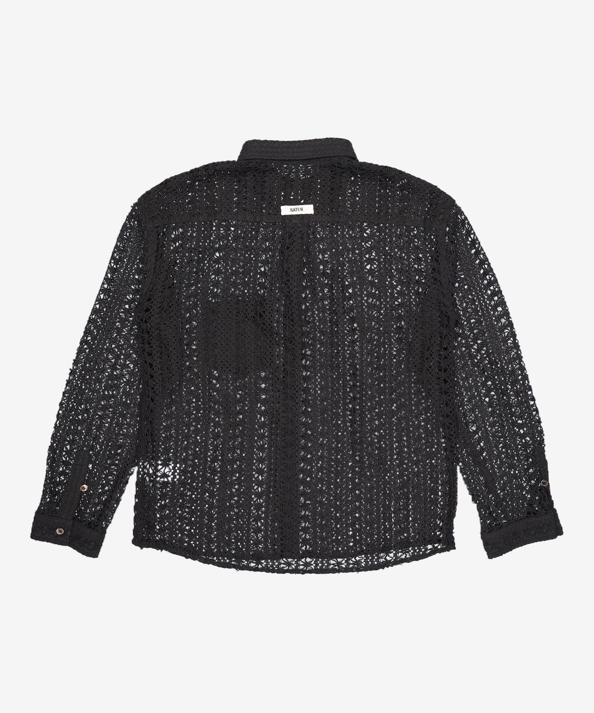 세터(SATUR) 크로셰 오픈 칼라 셔츠 스모크 블랙 XL