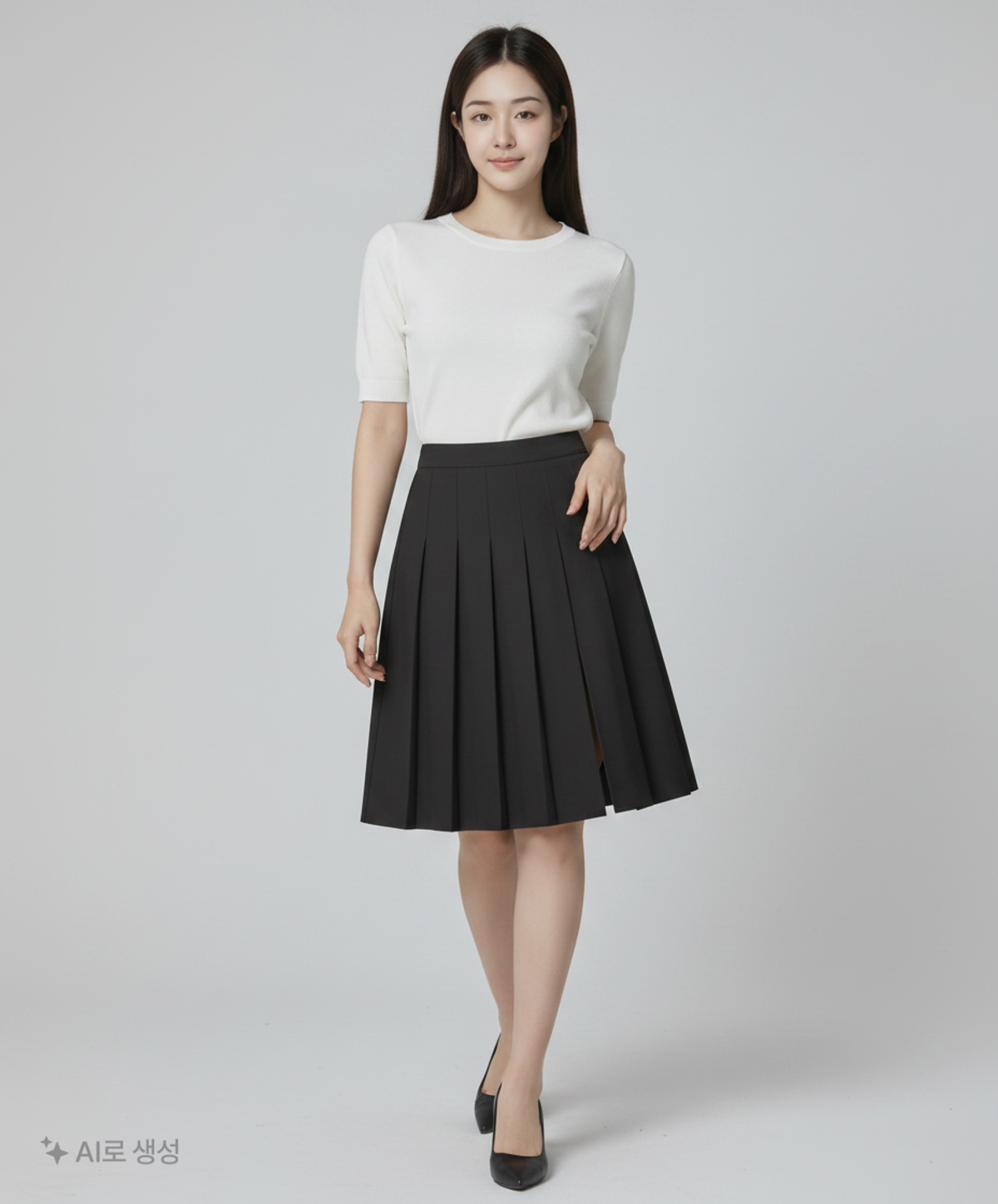 제너럴 아이디어(GENERAL IDEA) 슬릿 플리츠 스커트 [BLACK] / W22F08208 M