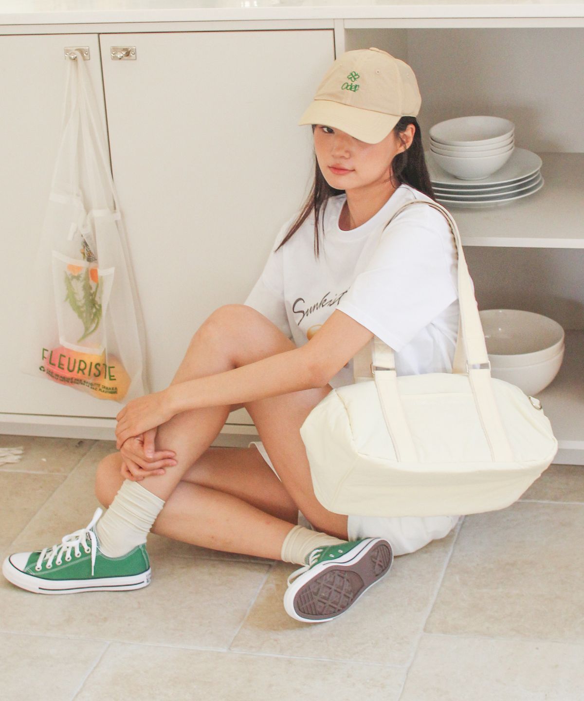 브릴리언트 레코드(BRILLIANT RECORD) Mellow duffel bag M_Butter cream