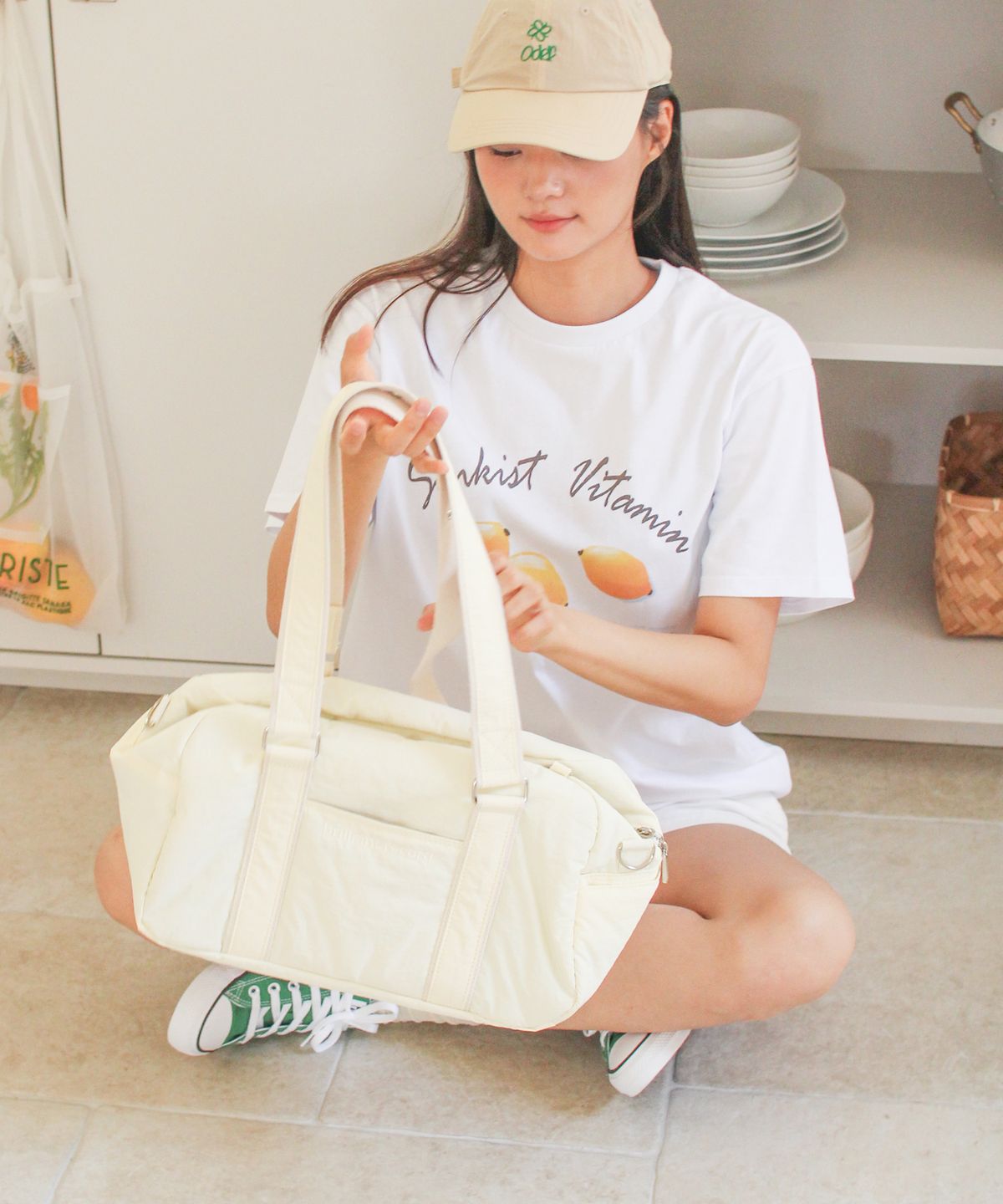 브릴리언트 레코드(BRILLIANT RECORD) Mellow duffel bag M_Butter cream