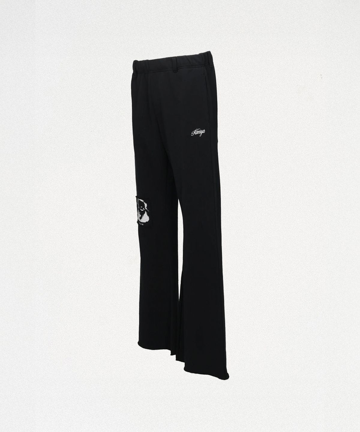 카미야(KAMIYA) Girl Patch Bootcut Sweat Pants - BLACK