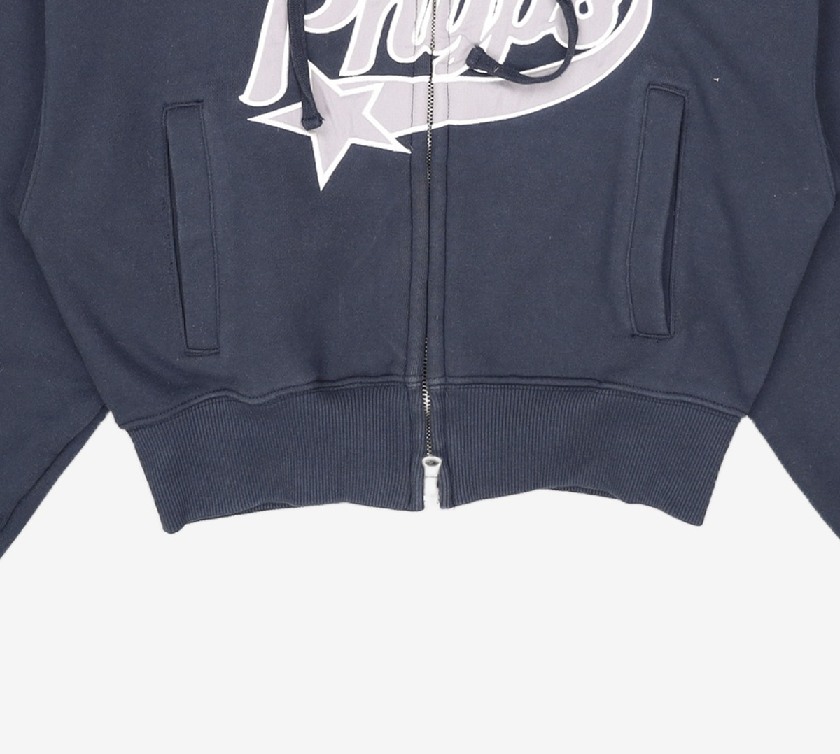 피지컬 디파트먼트(PHYSICAL DEPARTMENT) PHYPS® WOMENS CROP STAR TAIL HOODIE ZIP UP NAVY FREE