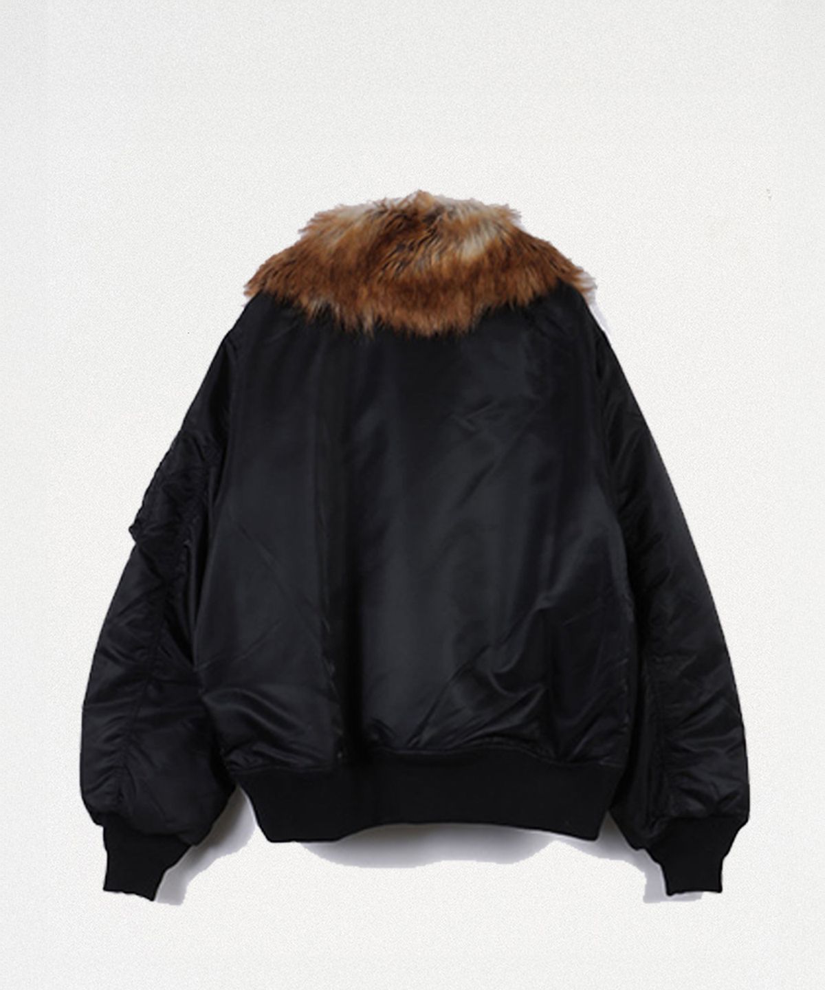 카미야(KAMIYA) Embroidered Fur Collar Flight Jacket - BLACK