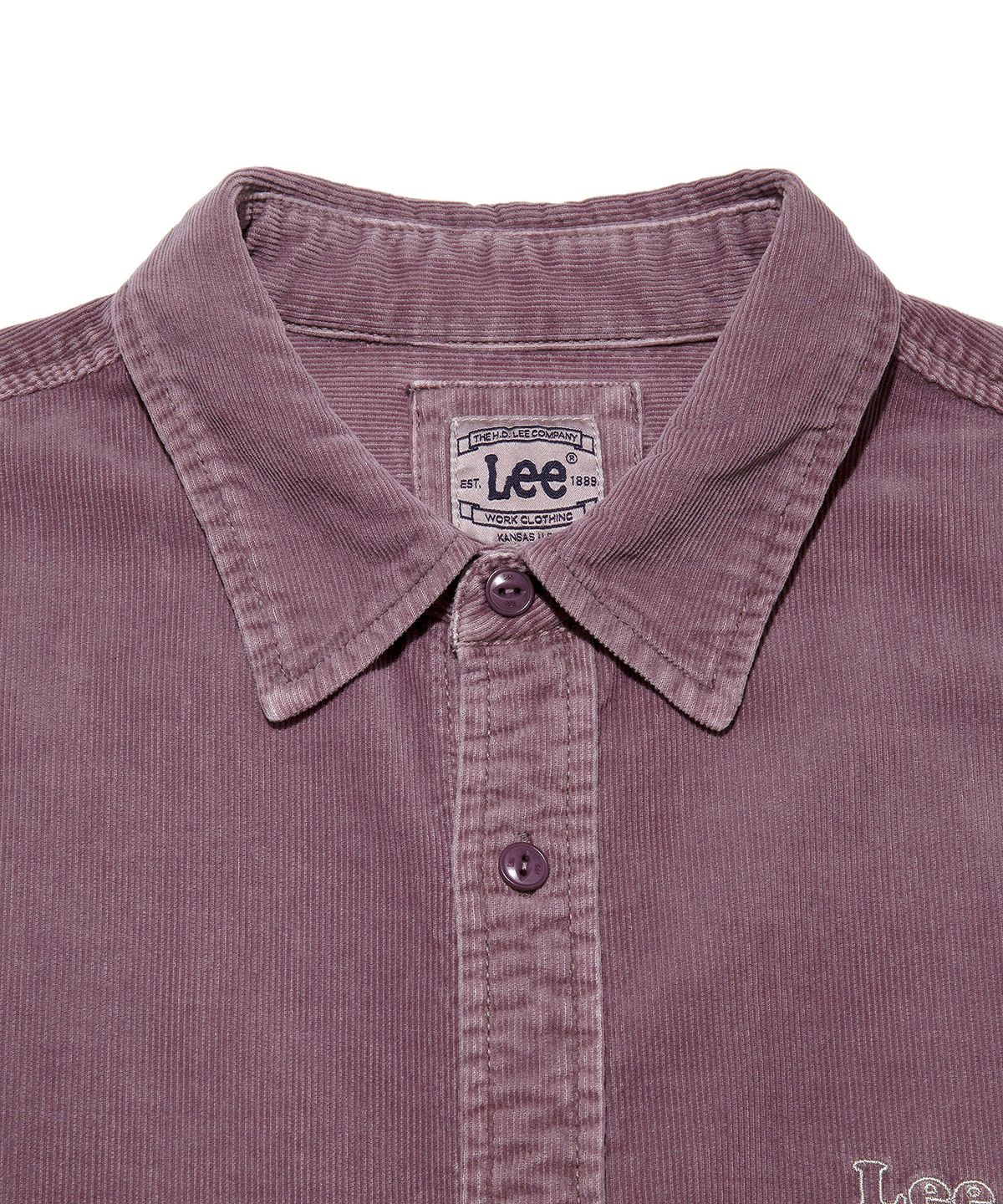 리(LEE) 로고 자수 다잉 코듀로이 셔츠 퍼플