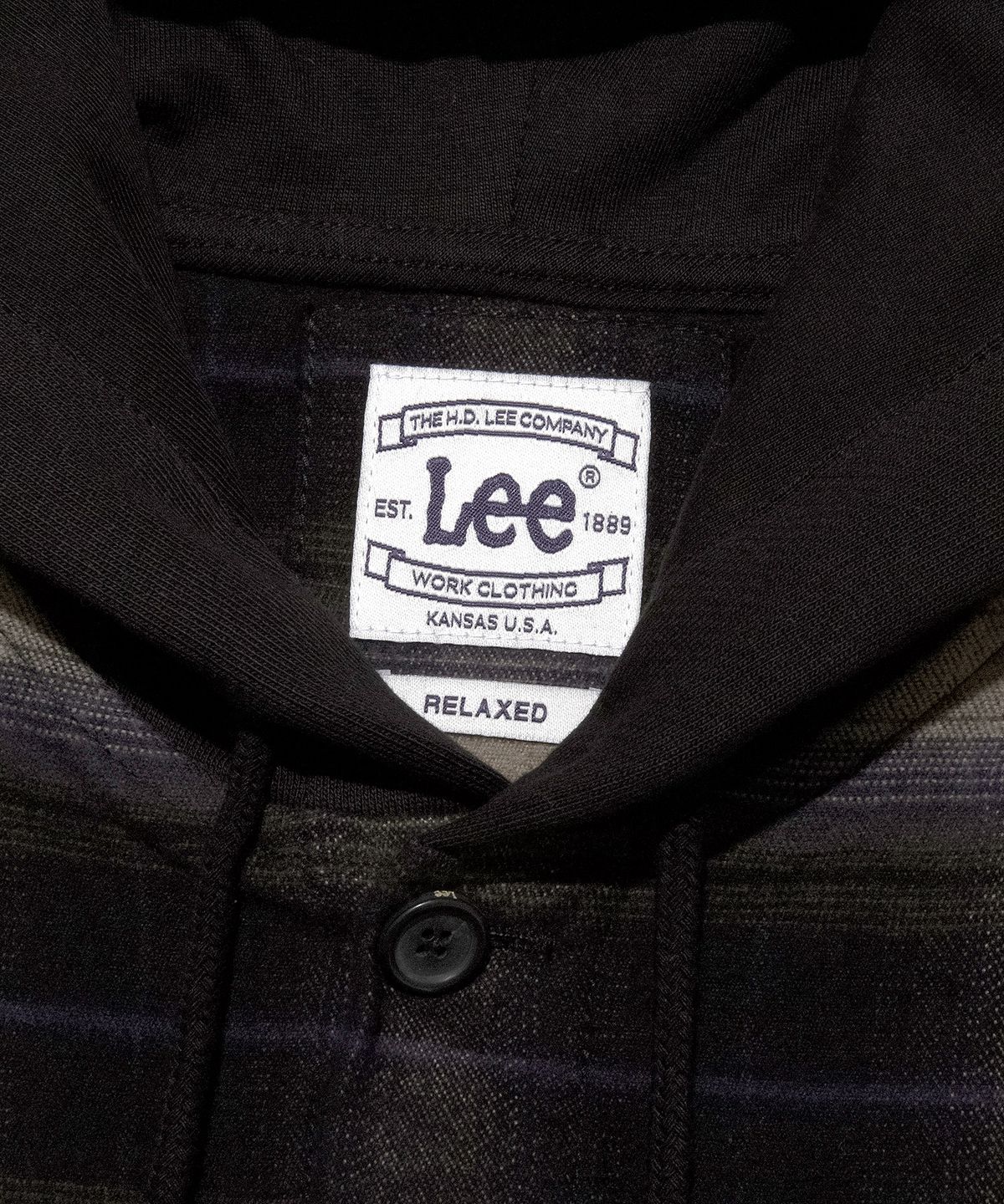 리(LEE) 체크 후드 셔츠 다크 네이비